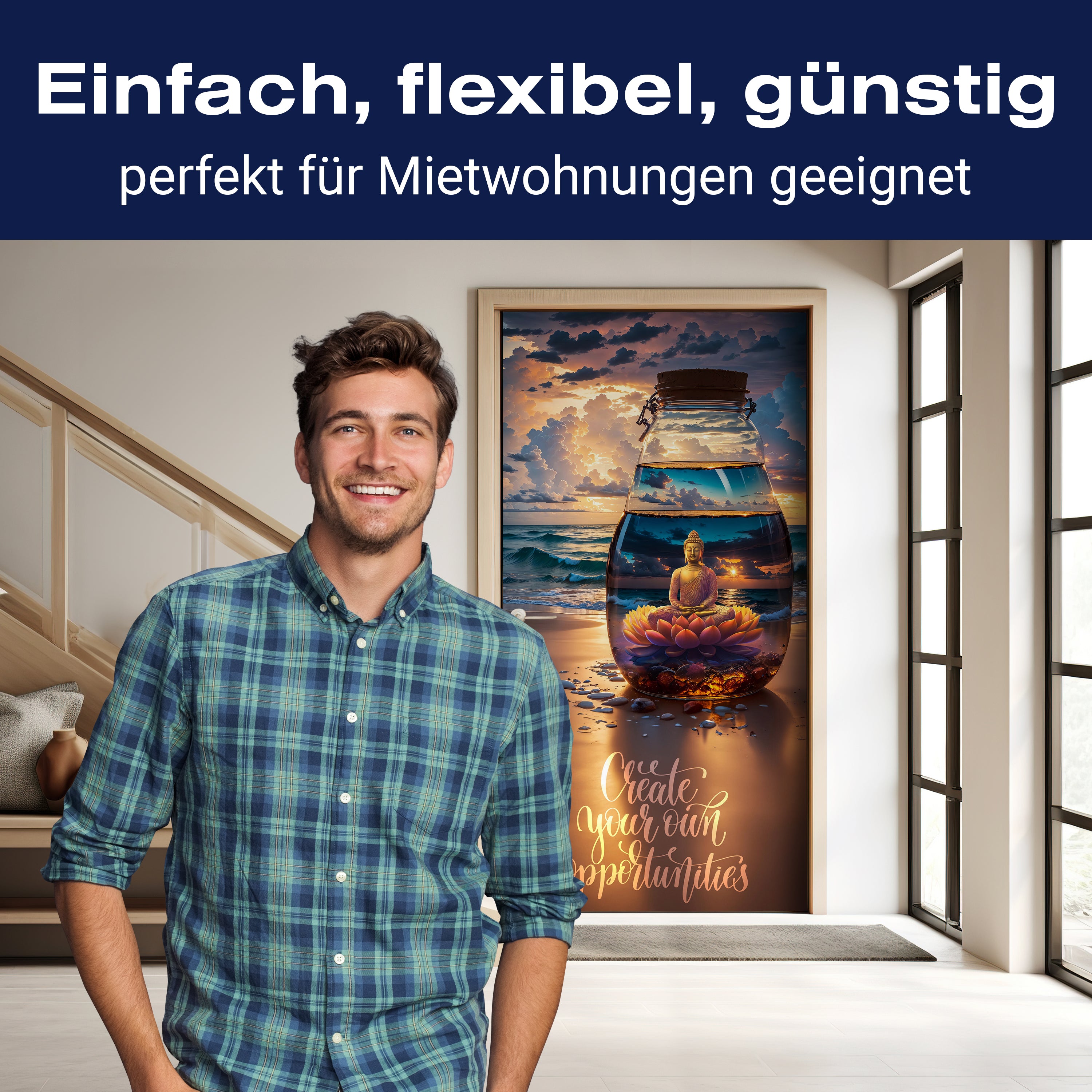 Türtapete Meer, Strand, Buddha, Spruch M1506 - Bild 3 Türtapete Meer, Strand, Buddha, Spruch M1506 - Bild 3