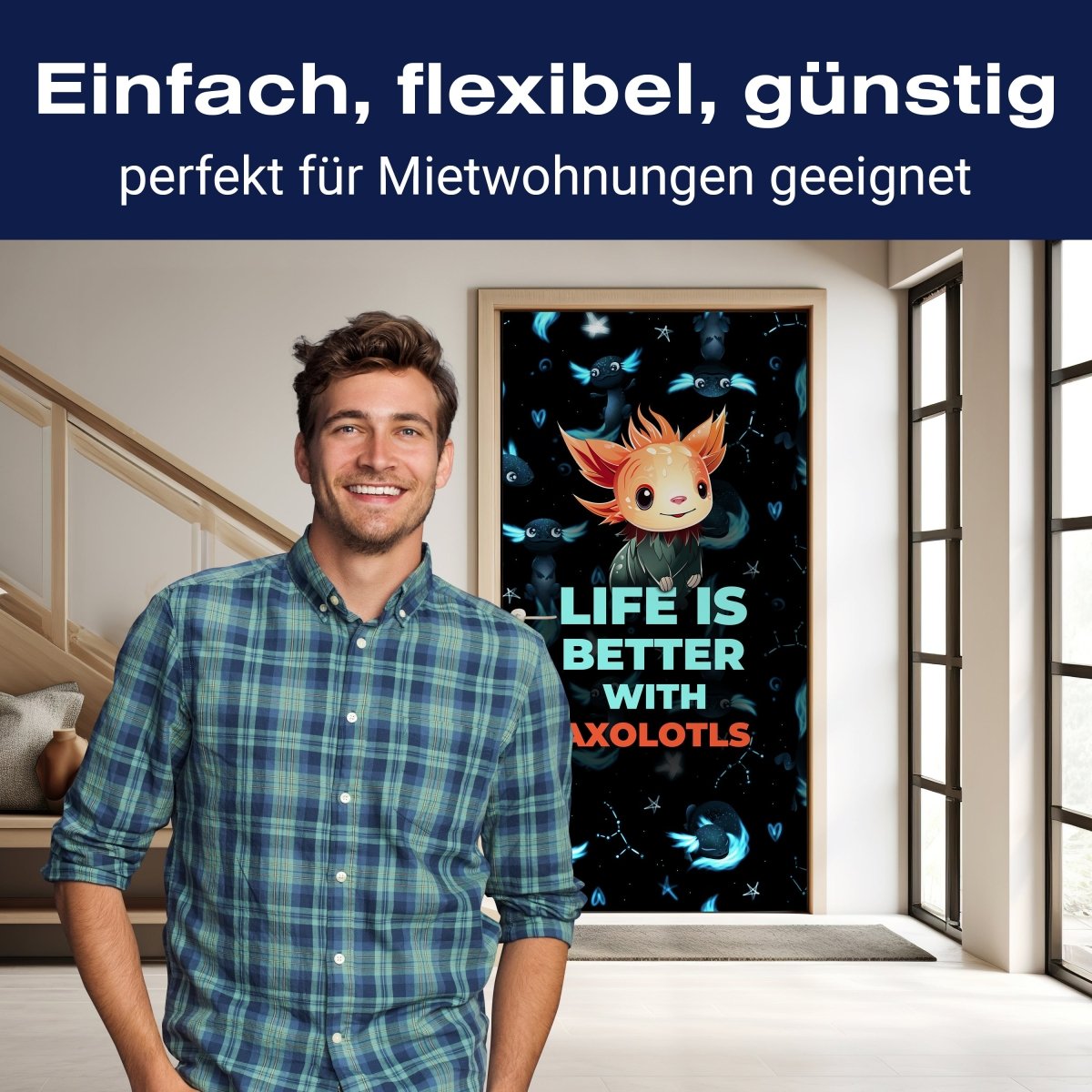 Türtapete süßer Axolotl M1528 - Bild 3 Türtapete süßer Axolotl M1528 - Bild 3