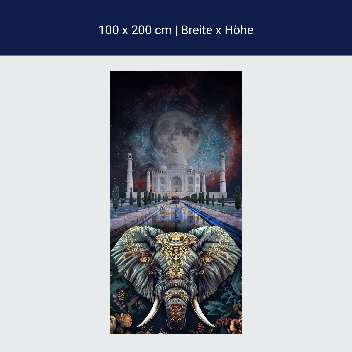 Türtapete Elefant, Taj Mahal, blau M1532 Türtapete Elefant, Taj Mahal, blau M1532