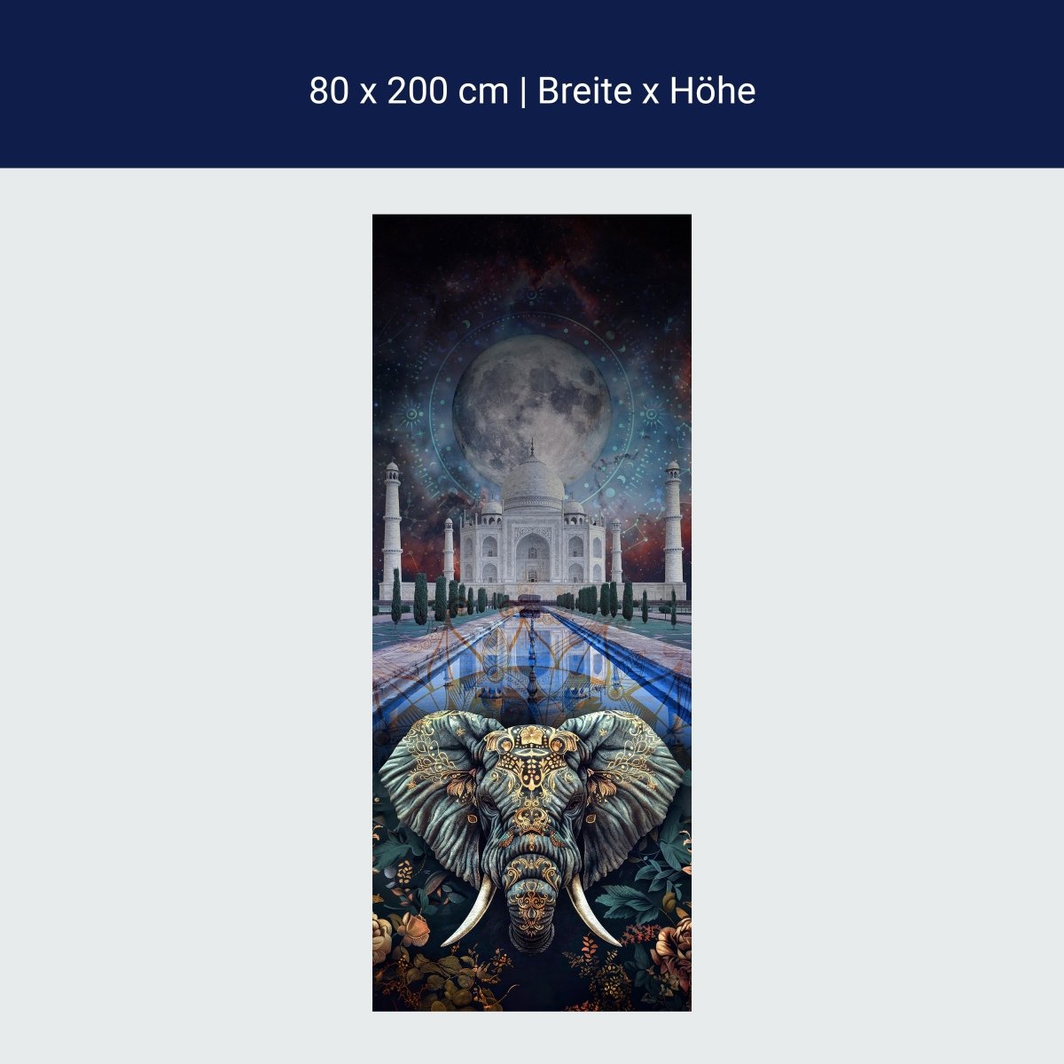 Türtapete Elefant, Taj Mahal, blau M1532 Türtapete Elefant, Taj Mahal, blau M1532