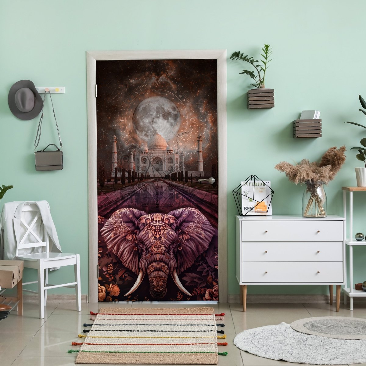Türtapete Elefant, Taj Mahal, rosa M1533 - Bild 1 Türtapete Elefant, Taj Mahal, rosa M1533 - Bild 1