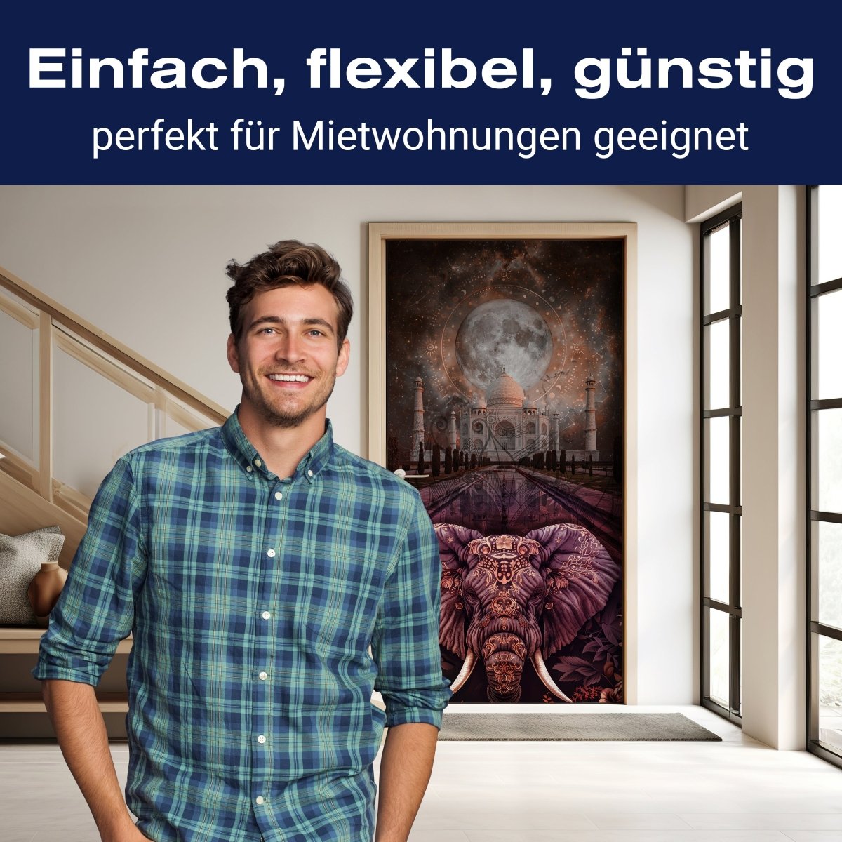 Türtapete Elefant, Taj Mahal, rosa M1533 - Bild 3 Türtapete Elefant, Taj Mahal, rosa M1533 - Bild 3