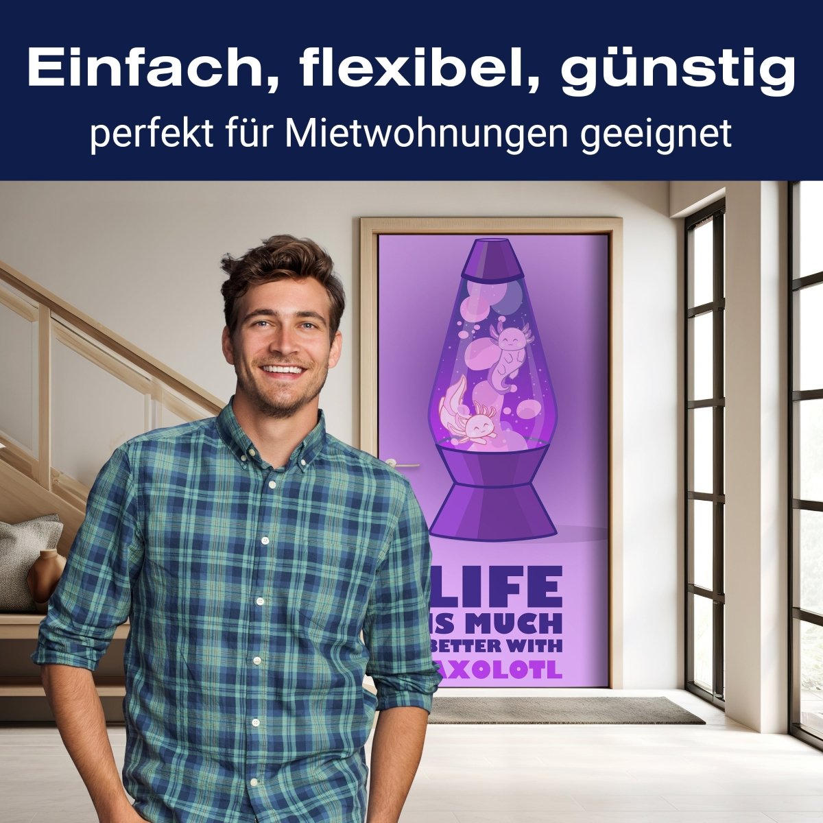 Türtapete Axolotl in Lavalampe, violett M1535 - Bild 3 Türtapete Axolotl in Lavalampe, violett M1535 - Bild 3