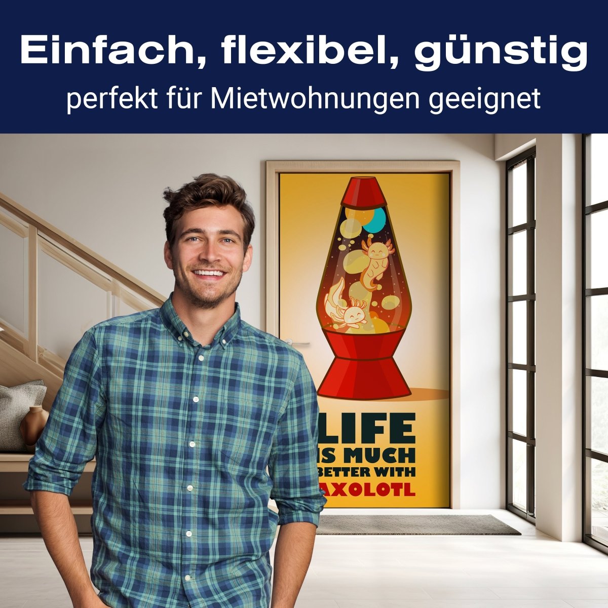 Türtapete Axolotl in Lavalampe, rot M1536 - Bild 3 Türtapete Axolotl in Lavalampe, rot M1536 - Bild 3