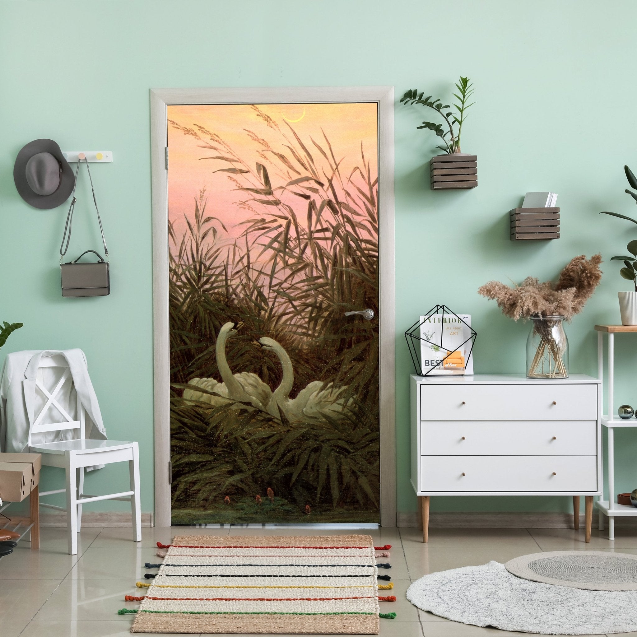 Türtapete Schwäne im Schilf Caspar David Friedrich M1546 - Bild 1 Türtapete Schwäne im Schilf Caspar David Friedrich M1546 - Bild 1