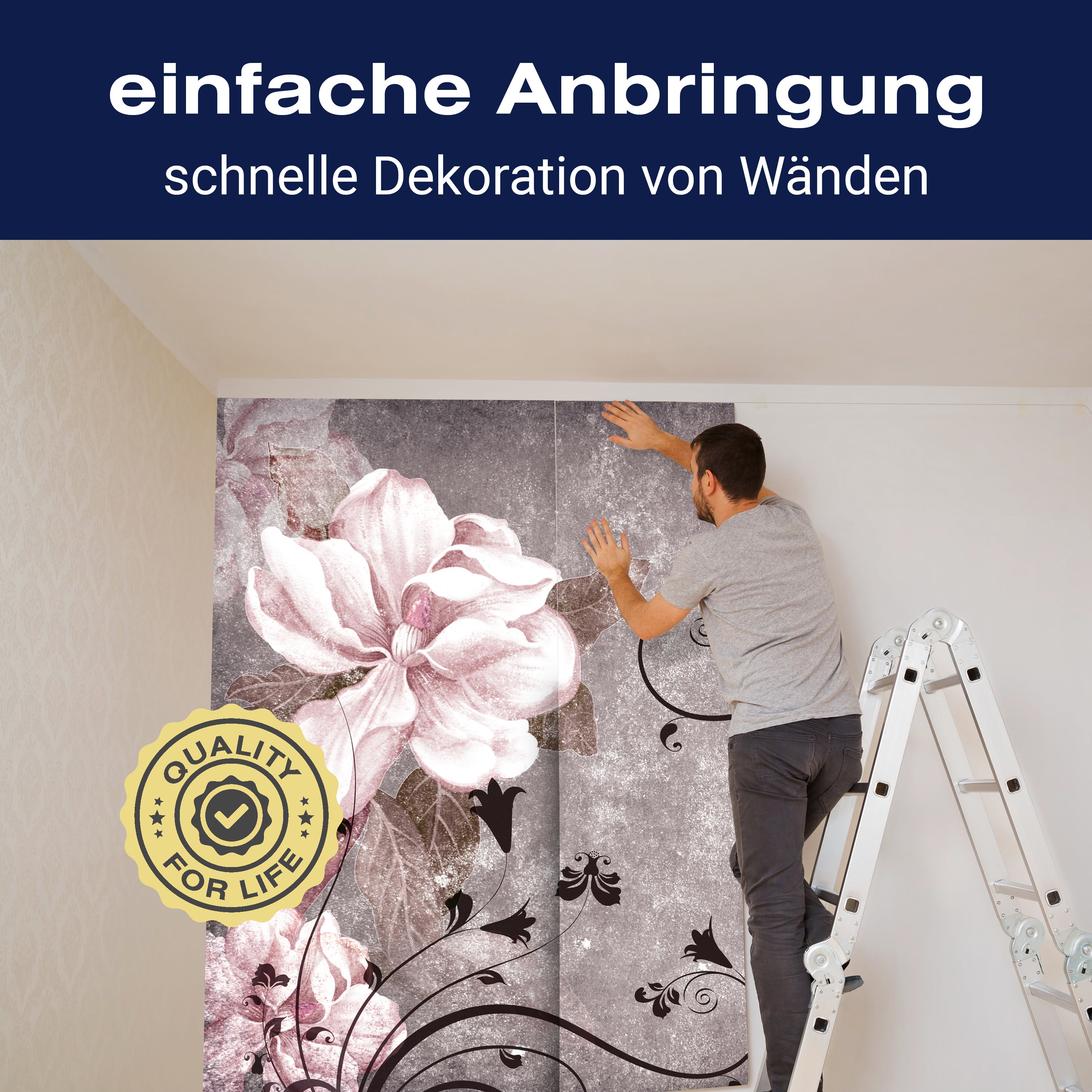 Fototapete Blüten Beton Ornament Rosa M1640 - Bild 3 Fototapete Blüten Beton Ornament Rosa M1640 - Bild 3