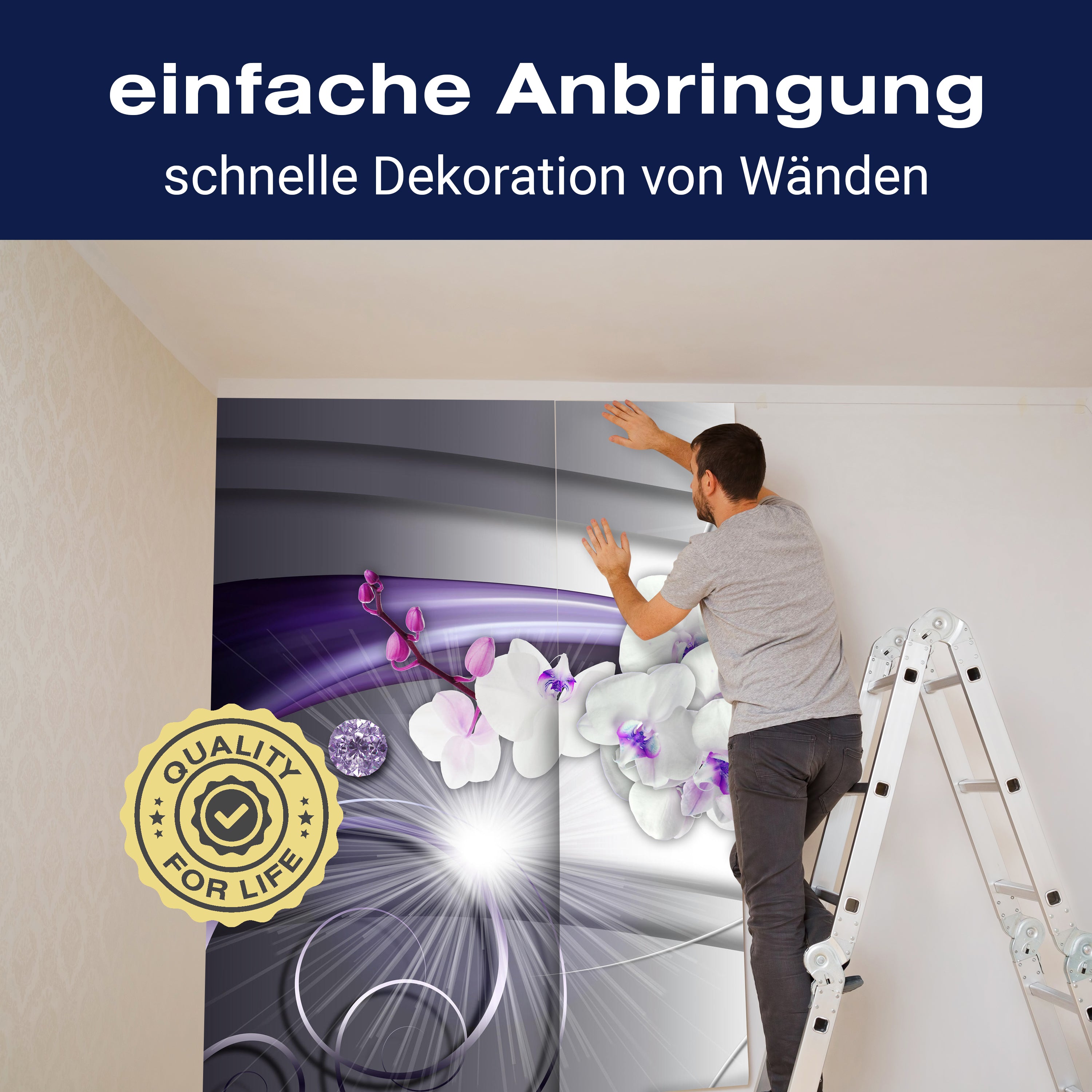 Fototapete Orchidee Diamanten Lila M1666 - Bild 3 Fototapete Orchidee Diamanten Lila M1666 - Bild 3