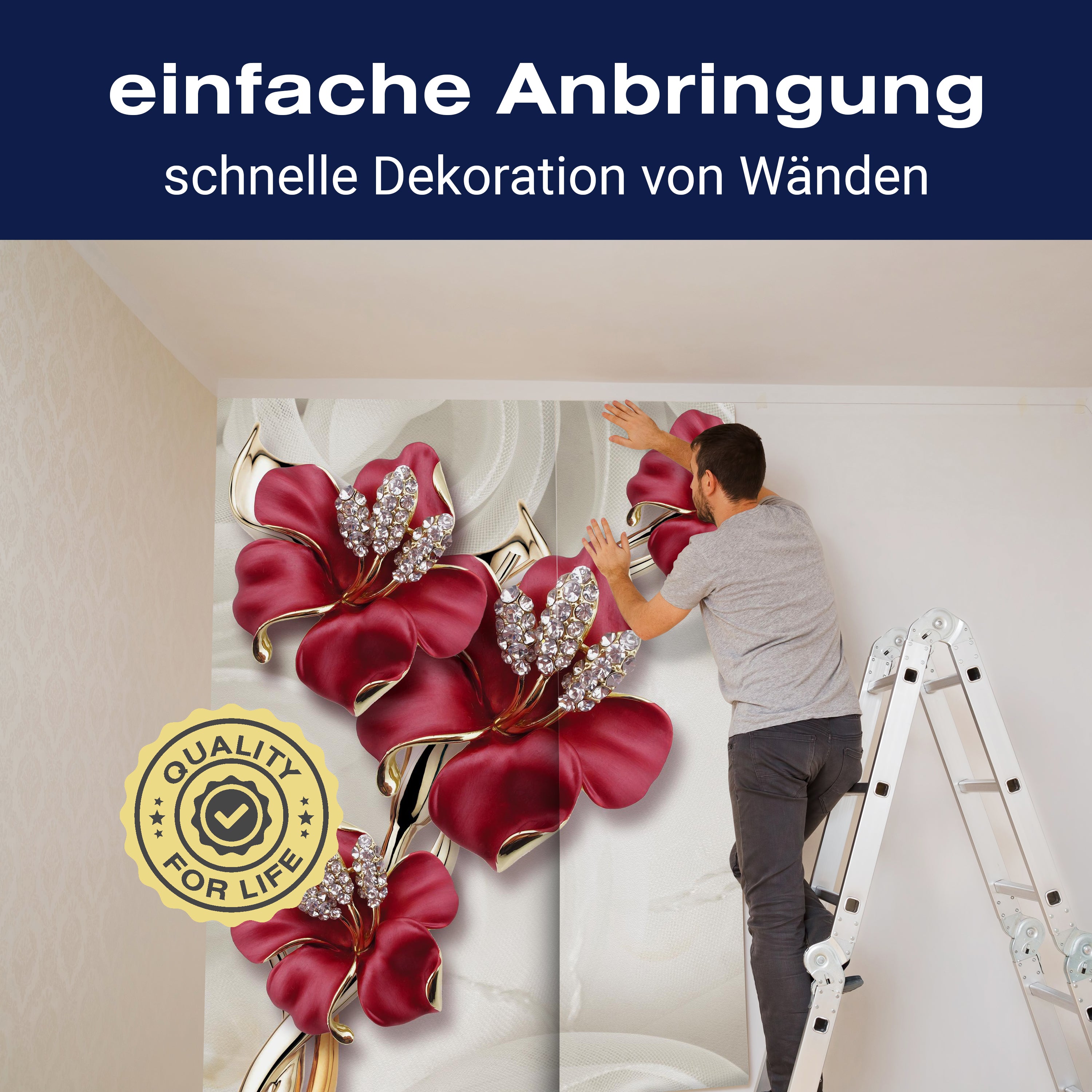 Fototapete Blumen Gold M1822 - Bild 3 Fototapete Blumen Gold M1822 - Bild 3