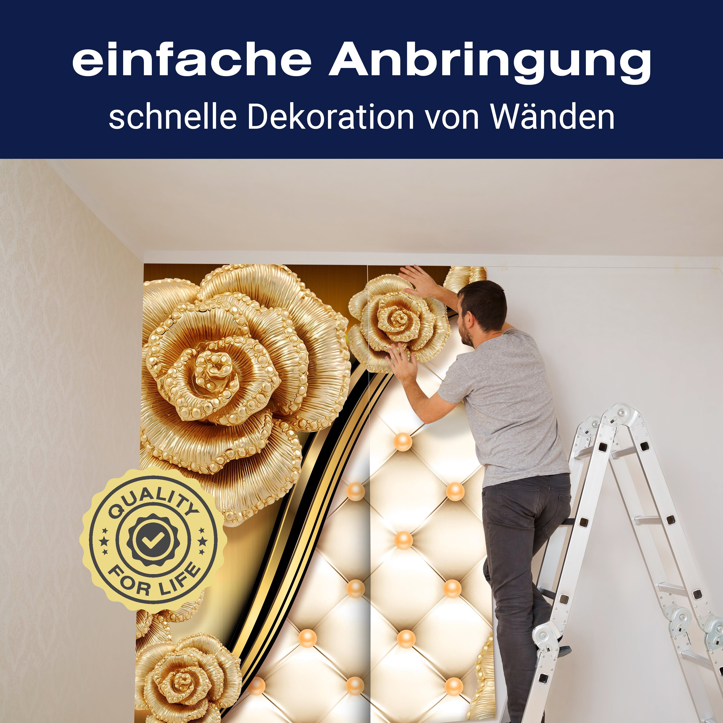 Fototapete Blumen Gold M1824 - Bild 3 Fototapete Blumen Gold M1824 - Bild 3