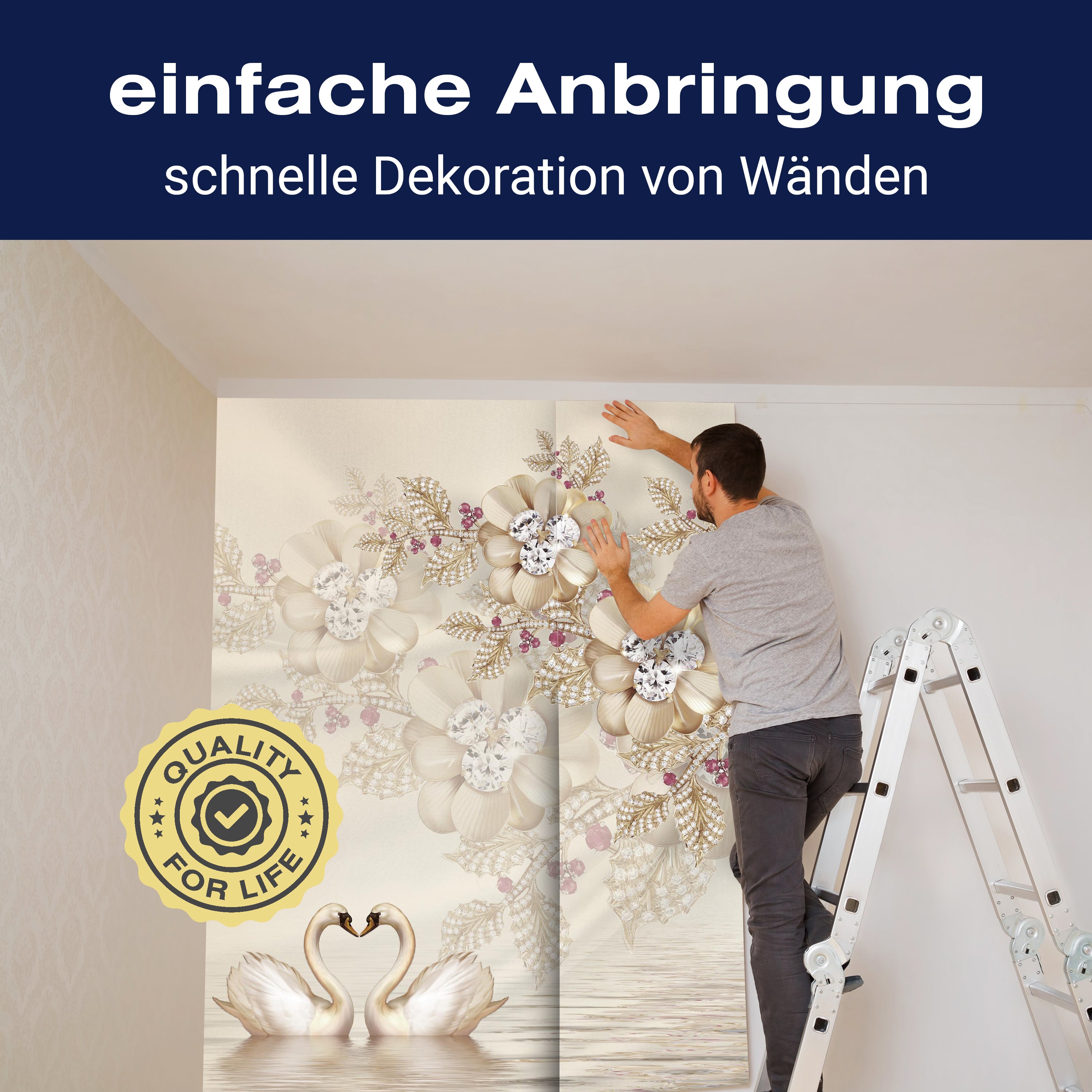 Fototapete Blumen Gold M1827 - Bild 3 Fototapete Blumen Gold M1827 - Bild 3