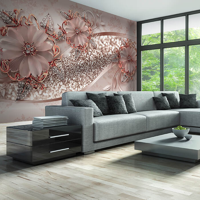 Fototapete Rosa Blumen Diamanten M3795 - Bild 1 Fototapete Rosa Blumen Diamanten M3795 - Bild 1