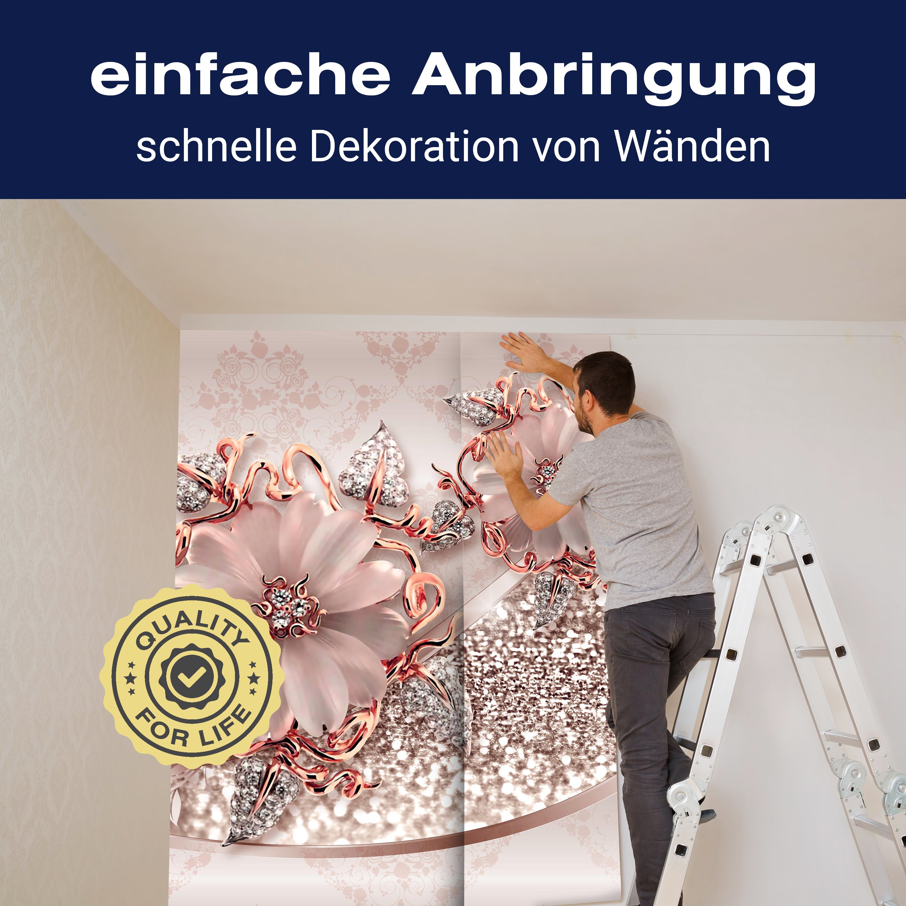 Fototapete Rosa Blumen Diamanten M3795 - Bild 3 Fototapete Rosa Blumen Diamanten M3795 - Bild 3