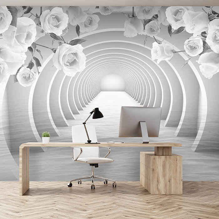 Fototapete Grau Tunnel Rosen M3960 - Bild 1 Fototapete Grau Tunnel Rosen M3960 - Bild 1