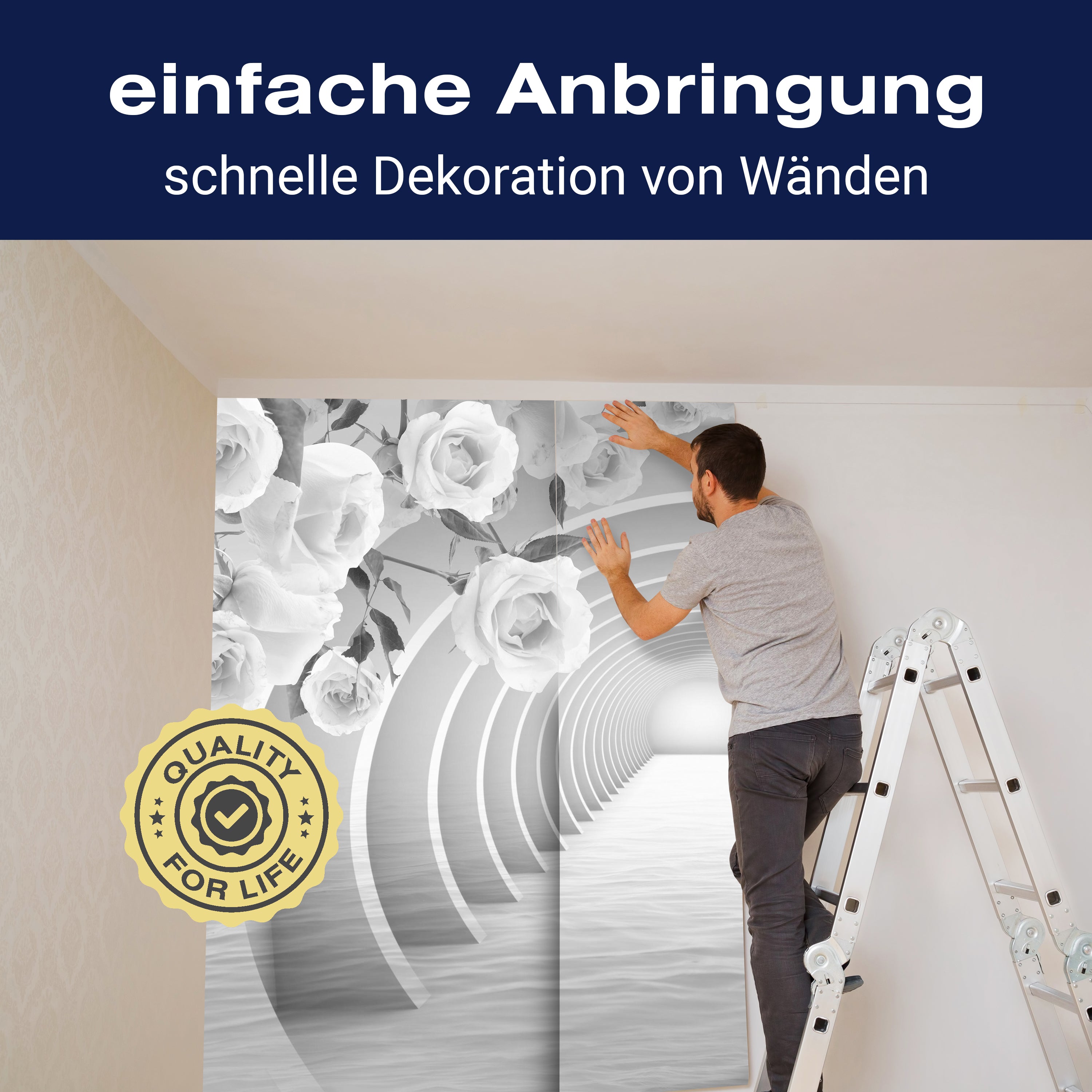 Fototapete Grau Tunnel Rosen M3960 - Bild 3 Fototapete Grau Tunnel Rosen M3960 - Bild 3