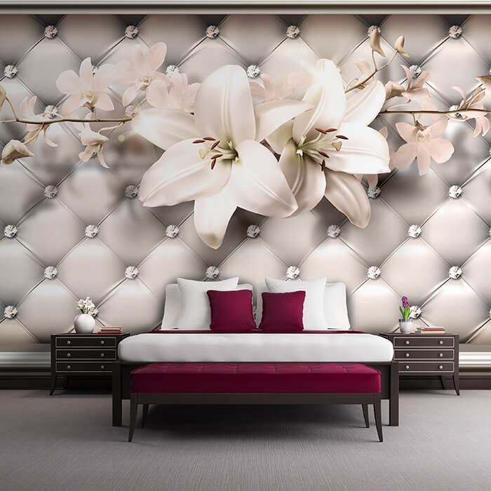 Fototapete Blumen Lilien Diamanten Polster Leder M4628 - Bild 1 Fototapete Blumen Lilien Diamanten Polster Leder M4628 - Bild 1