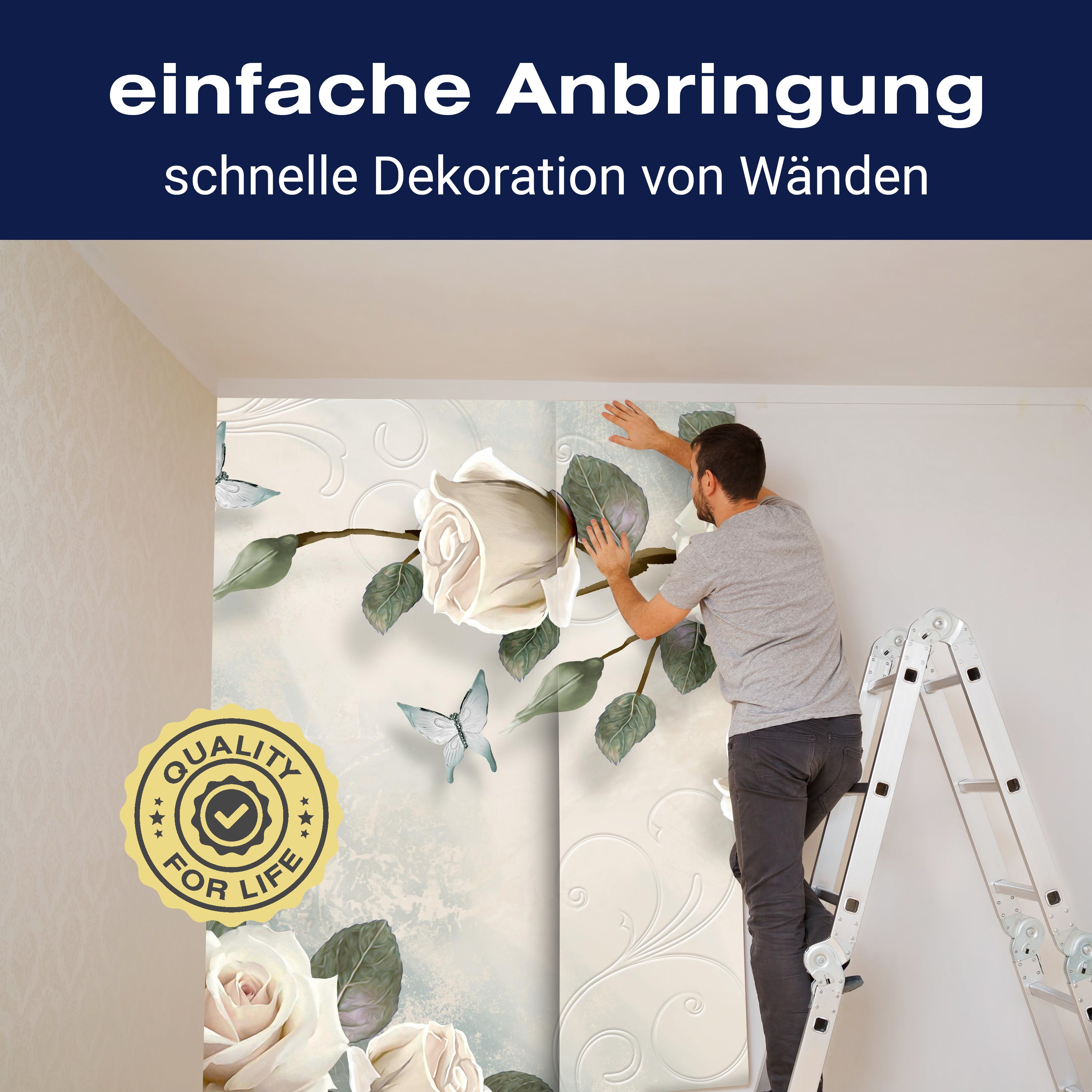 Fototapete Rosen Schmetterlinge bemalt effekt wand M4660 - Bild 3 Fototapete Rosen Schmetterlinge bemalt effekt wand M4660 - Bild 3