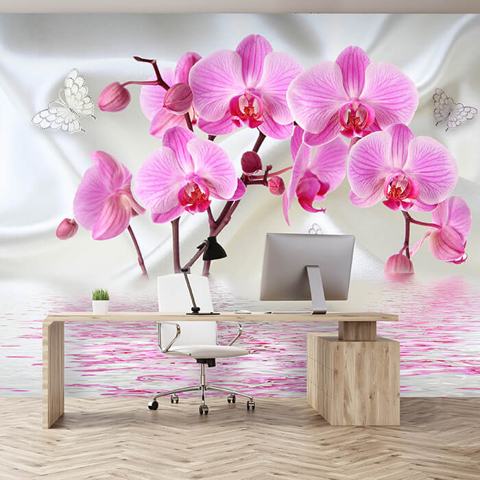 Fototapete Orchideen Schmetterlinge wasser Seide M4661 - Bild 1 Fototapete Orchideen Schmetterlinge wasser Seide M4661 - Bild 1
