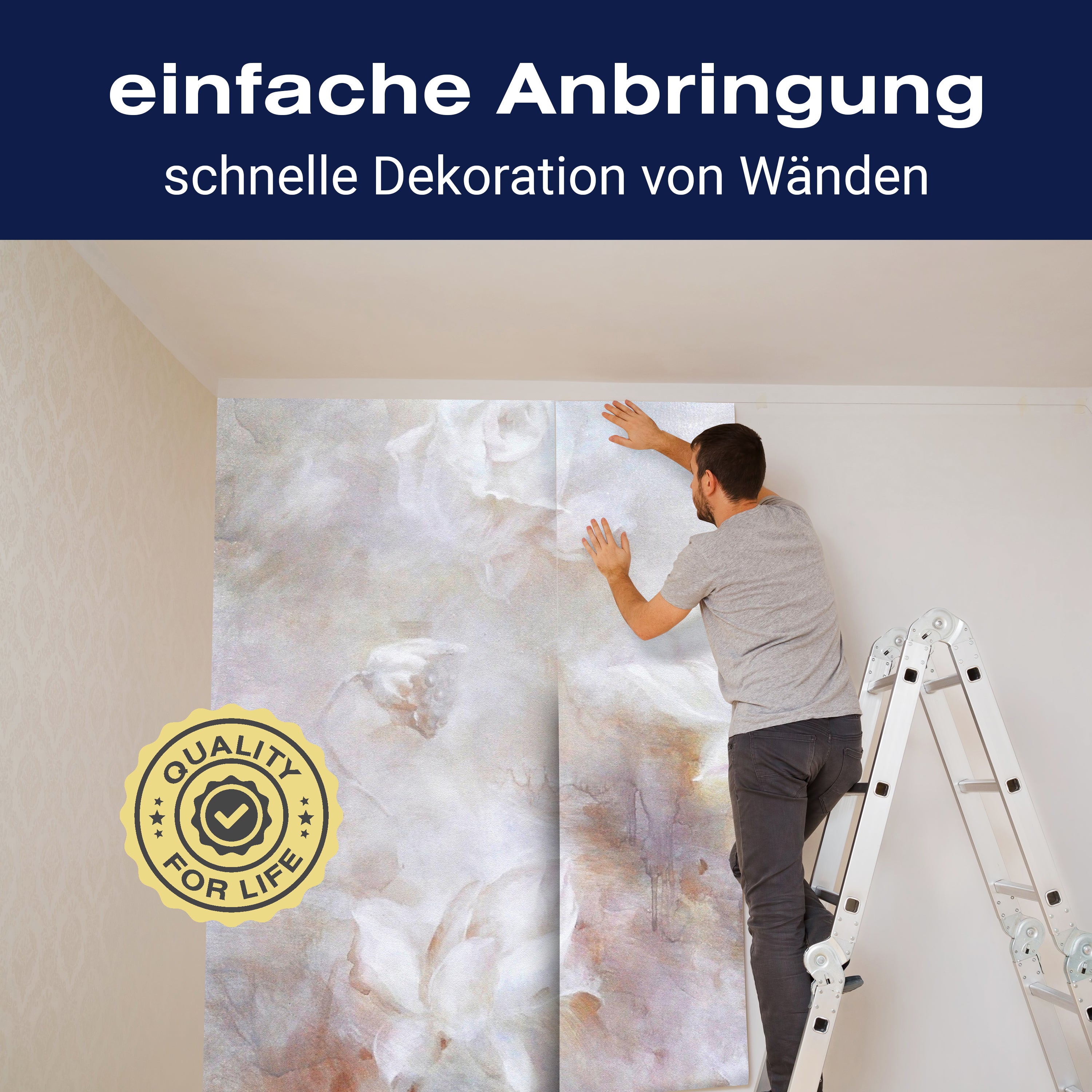 Fototapete weiss Blumen Betonwand alt bunt M4675 - Bild 3 Fototapete weiss Blumen Betonwand alt bunt M4675 - Bild 3