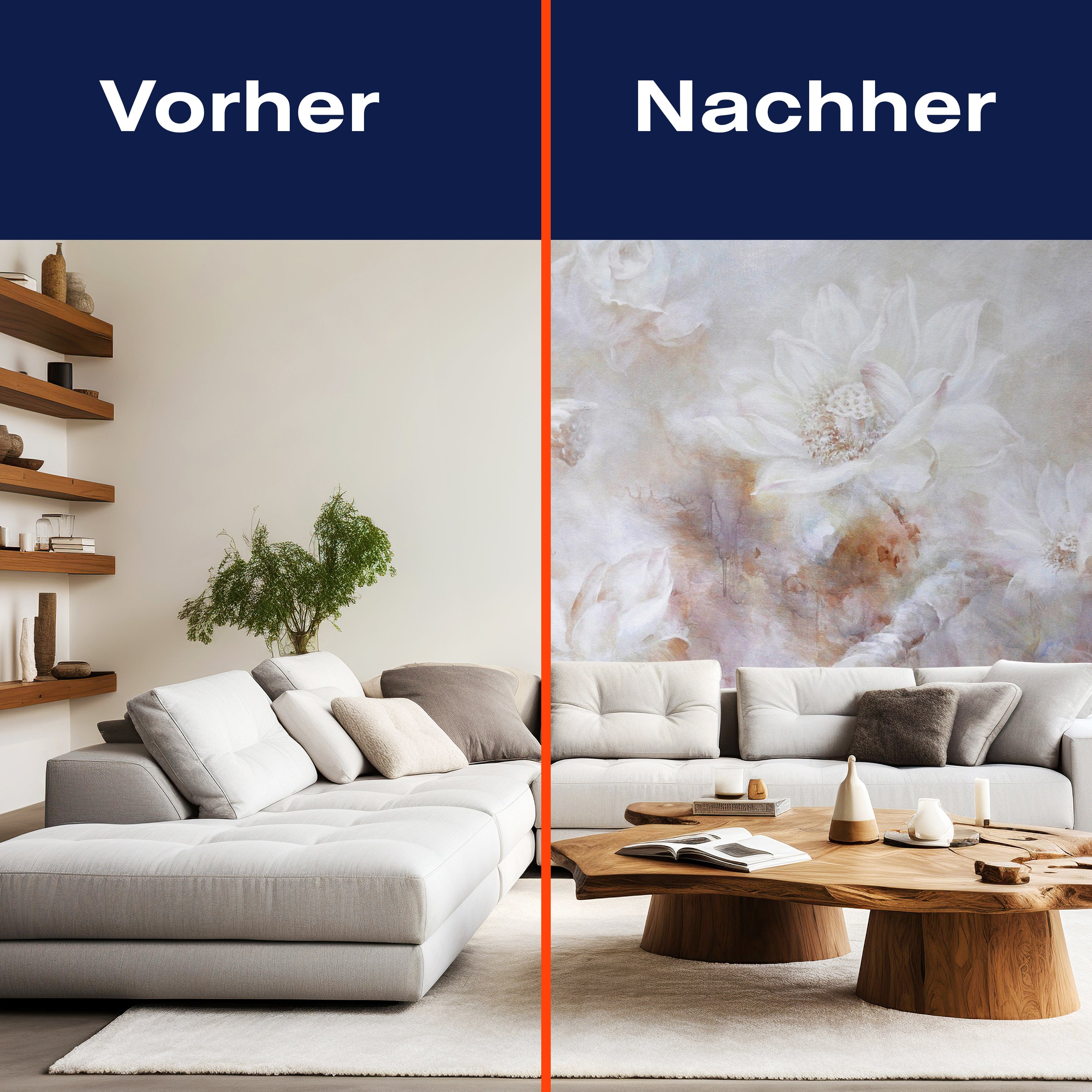 Fototapete weiss Blumen Betonwand alt bunt M4675 - Bild 9 Fototapete weiss Blumen Betonwand alt bunt M4675 - Bild 9