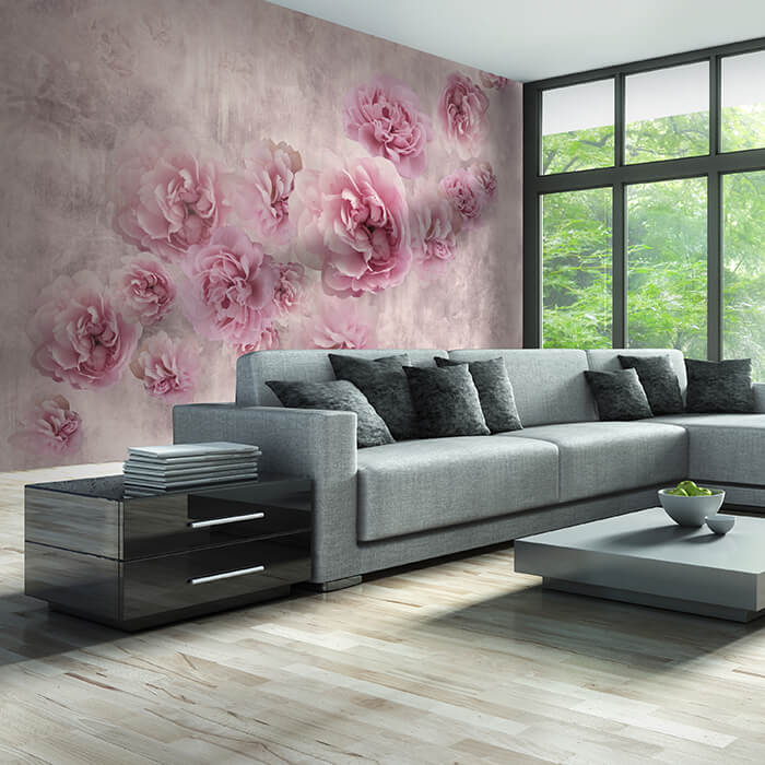 Fototapete rosa Rosen Betonwand alt M4678 - Bild 1 Fototapete rosa Rosen Betonwand alt M4678 - Bild 1