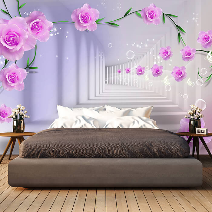 Fototapete rosa Blumen Wasserblasen Korridor M4777 - Bild 1 Fototapete rosa Blumen Wasserblasen Korridor M4777 - Bild 1