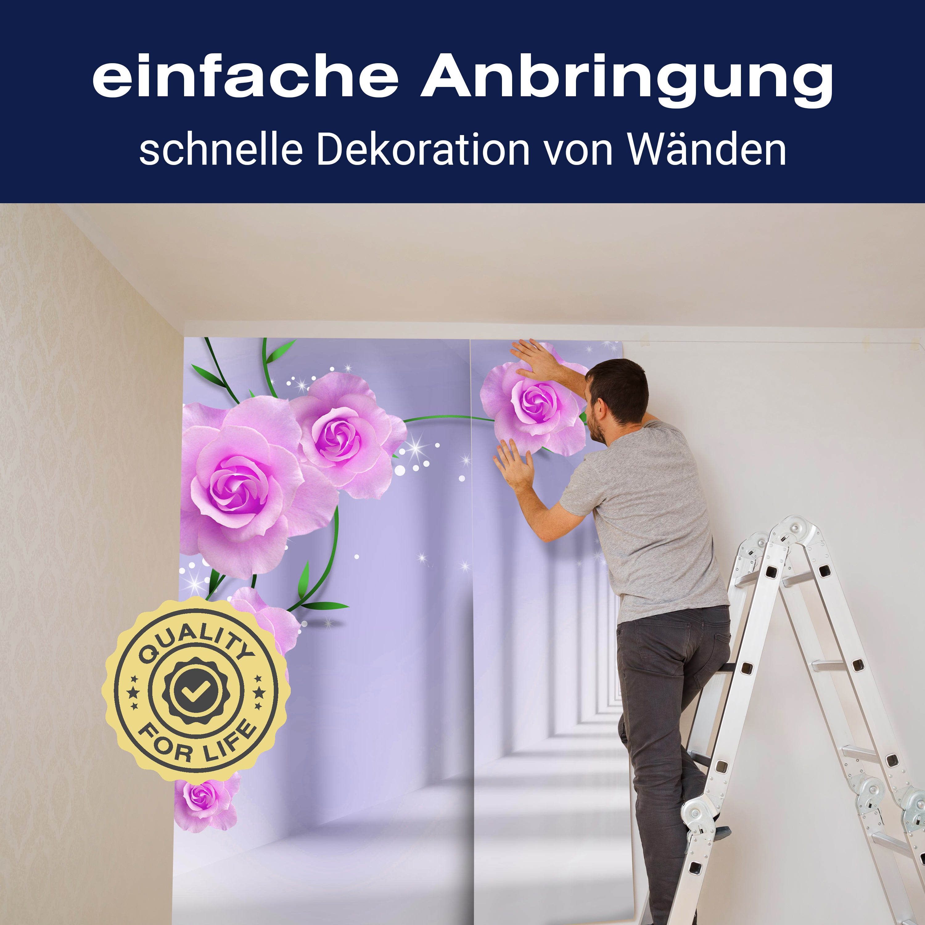 Fototapete rosa Blumen Wasserblasen Korridor M4777 - Bild 3 Fototapete rosa Blumen Wasserblasen Korridor M4777 - Bild 3