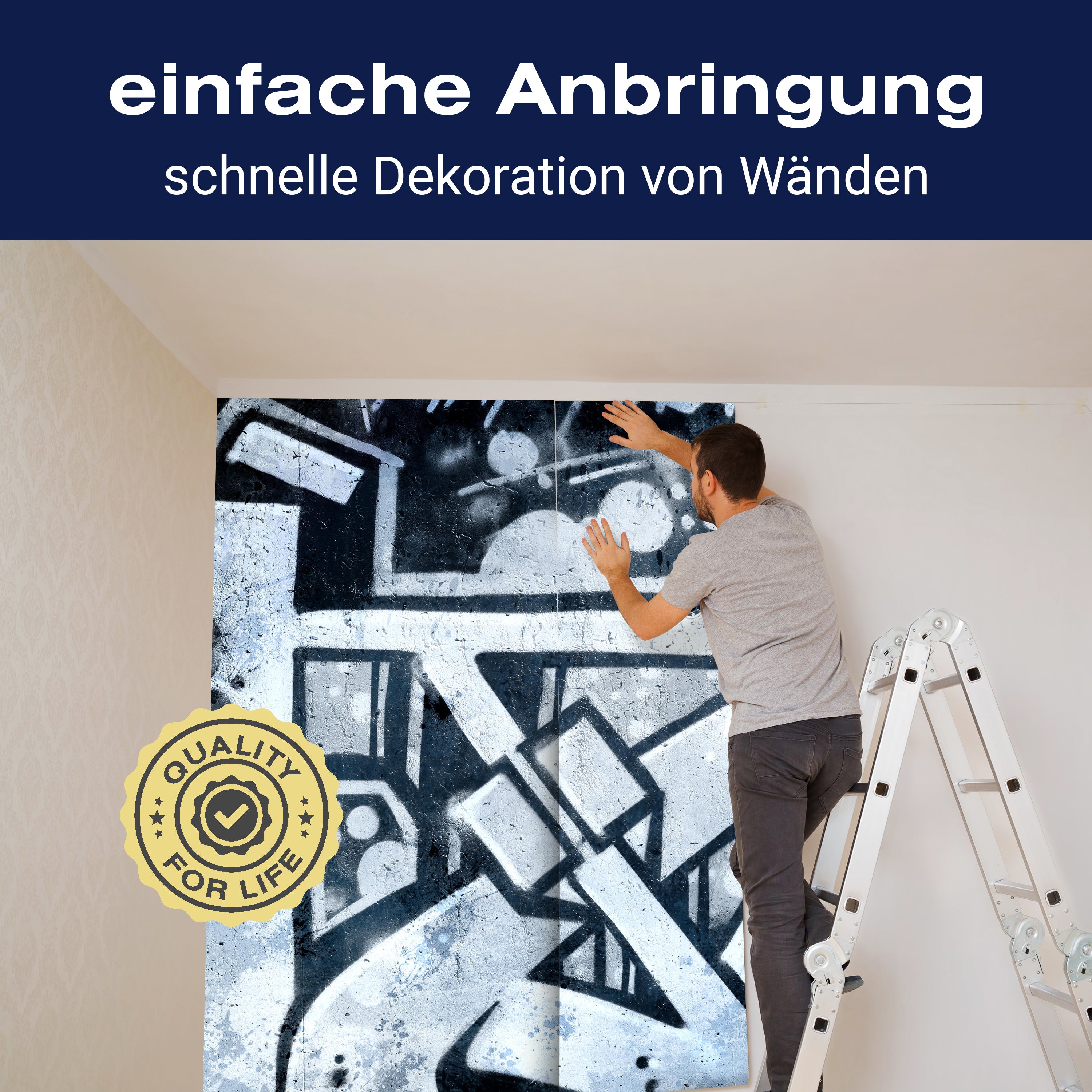 Fototapete Abstrakte Linien Graffiti Blau Grau M4834 - Bild 3 Fototapete Abstrakte Linien Graffiti Blau Grau M4834 - Bild 3