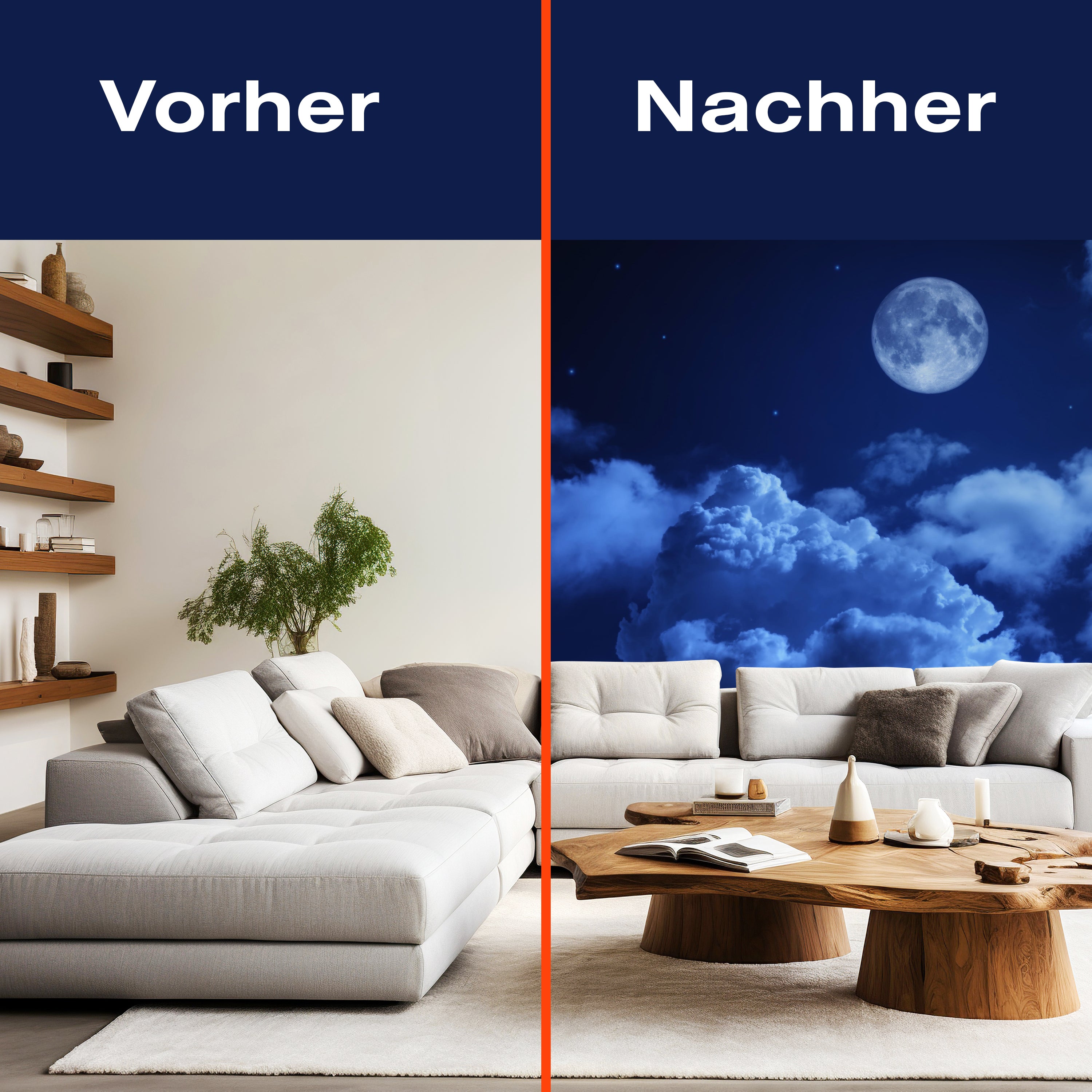 Fototapete Nacht Mond Himmel Sternen Wolken Blau M4836 - Bild 9 Fototapete Nacht Mond Himmel Sternen Wolken Blau M4836 - Bild 9