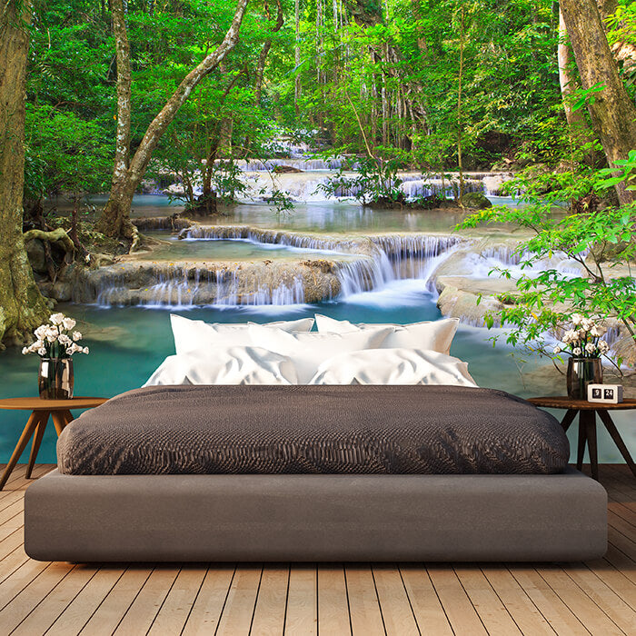 Fototapete Wasserfall Strom Wald Kanjanaburi M4843 - Bild 1 Fototapete Wasserfall Strom Wald Kanjanaburi M4843 - Bild 1