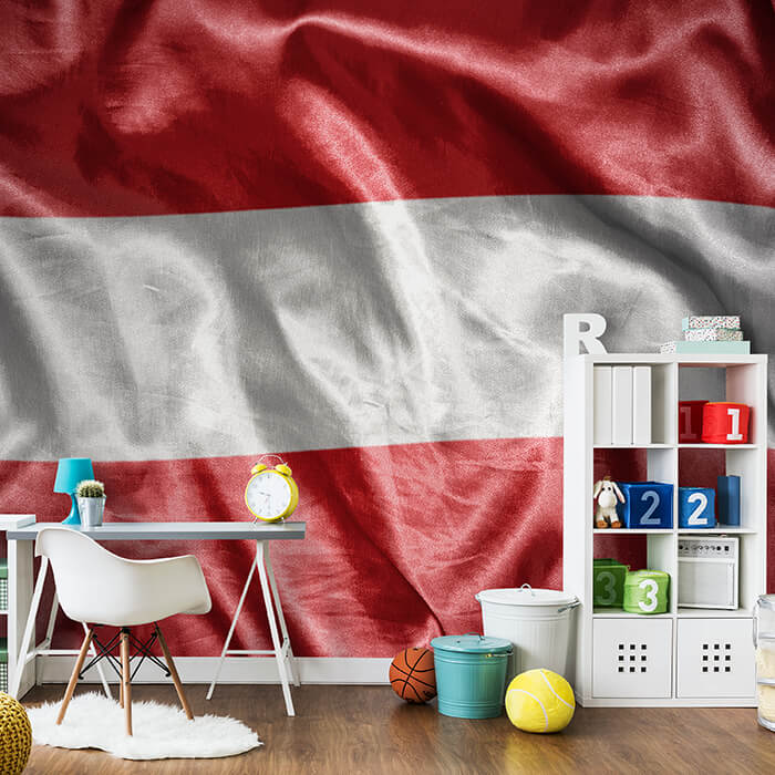 Fototapete Wehende Österreichische Flagge M4913 - Bild 1 Fototapete Wehende Österreichische Flagge M4913 - Bild 1