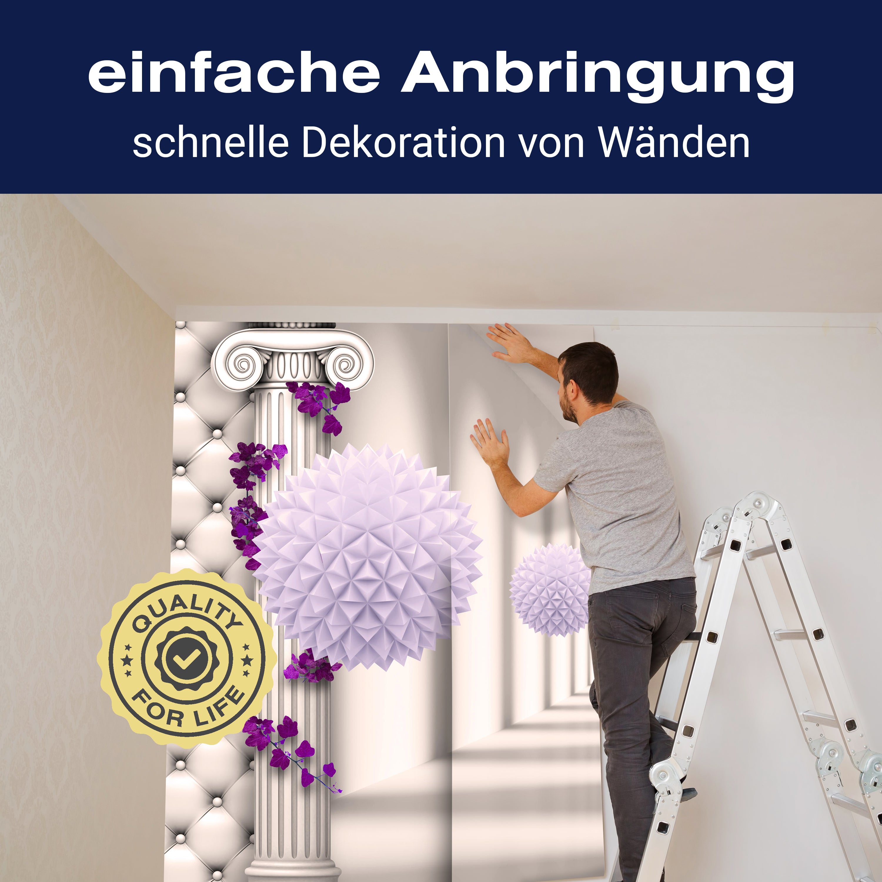 Fototapete Korridor Säulen violett Blättern lila M5162 - Bild 3 Fototapete Korridor Säulen violett Blättern lila M5162 - Bild 3