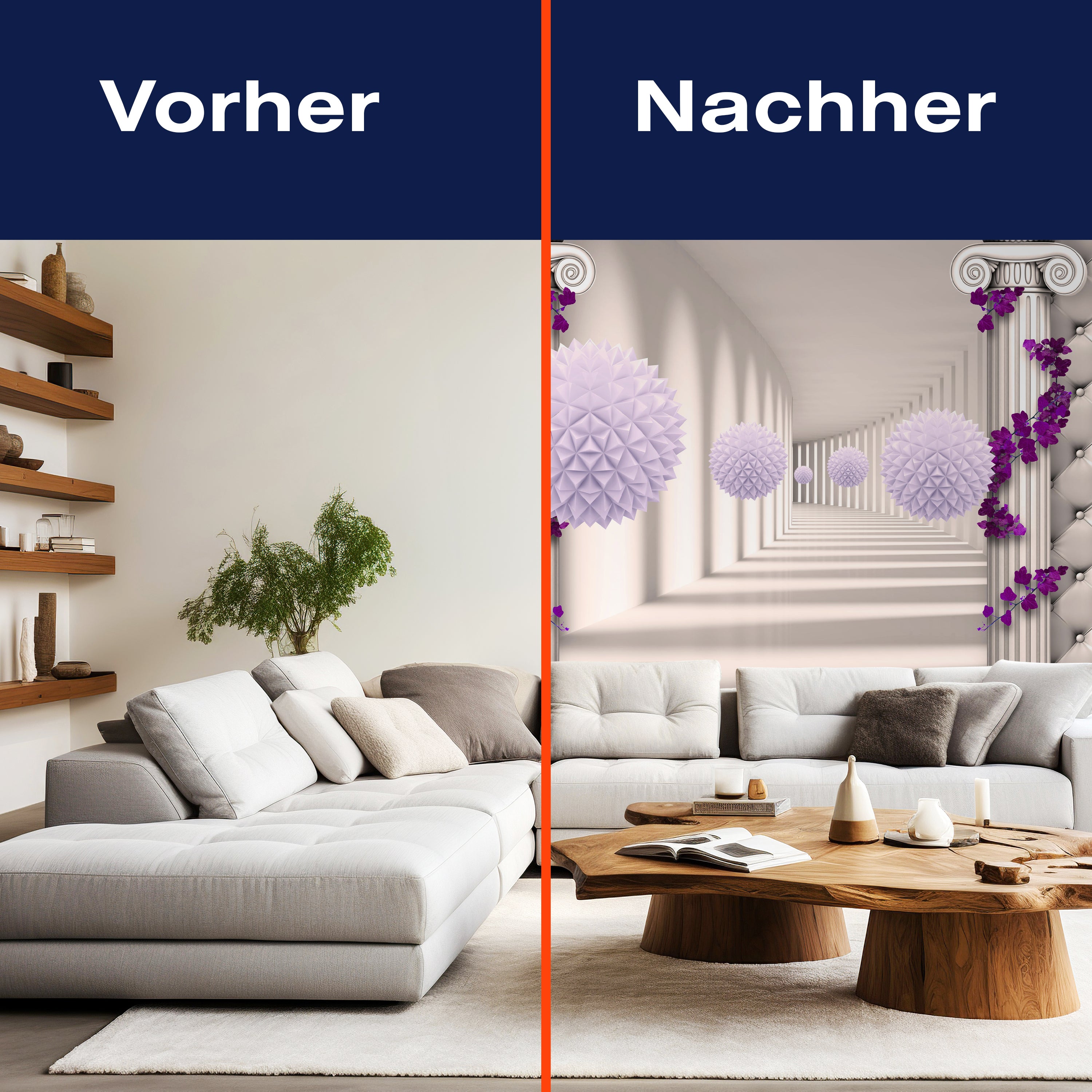 Fototapete Korridor Säulen violett Blättern lila M5162 - Bild 9 Fototapete Korridor Säulen violett Blättern lila M5162 - Bild 9