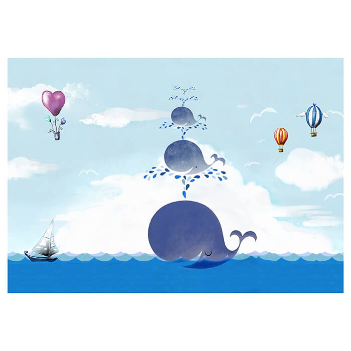 Fototapete Kinderzimmer Himmel Wale Wolken Meer M5816 - Bild 2 Fototapete Kinderzimmer Himmel Wale Wolken Meer M5816 - Bild 2