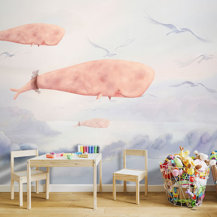 Fototapete Kinderzimmer Himmer Wale Berge M5821 - Bild 1 Fototapete Kinderzimmer Himmer Wale Berge M5821 - Bild 1