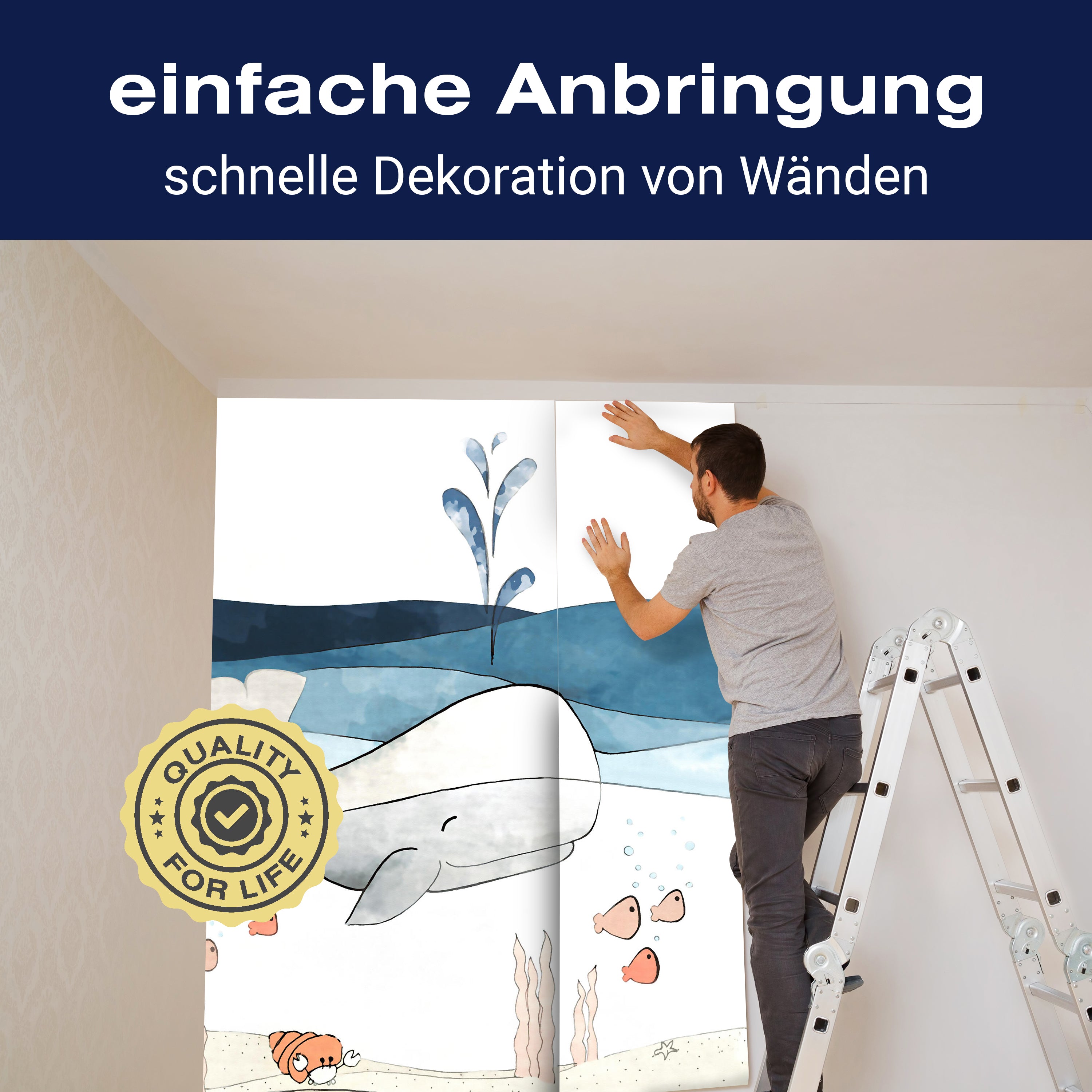 Fototapete Kinderzimmer Wasser Wal Schildkröte M5824 - Bild 3 Fototapete Kinderzimmer Wasser Wal Schildkröte M5824 - Bild 3