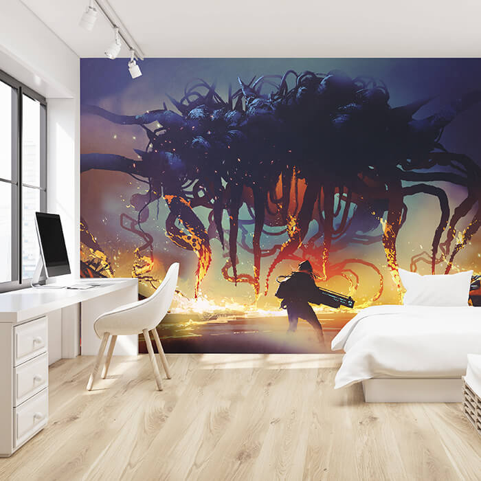 Fototapete Anime Kampf Monster Feuer M5845 - Bild 1 Fototapete Anime Kampf Monster Feuer M5845 - Bild 1