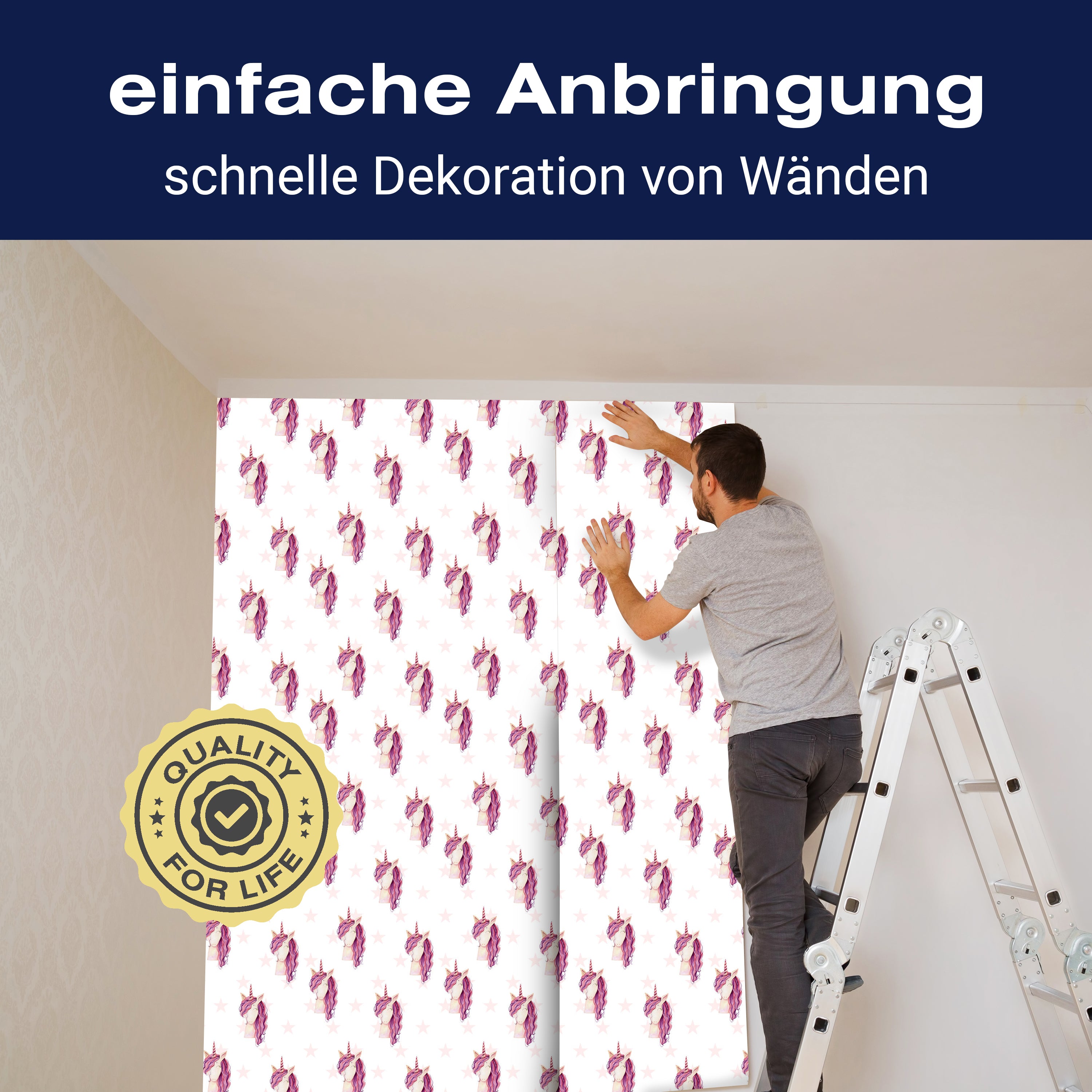 Fototapete Einhorn Muster Sterne M5880 - Bild 3 Fototapete Einhorn Muster Sterne M5880 - Bild 3