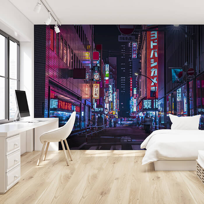 Fototapete Japanische Stadt bei Nacht M5930 - Bild 1 Fototapete Japanische Stadt bei Nacht M5930 - Bild 1