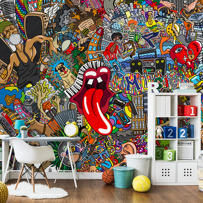 Fototapete Streetart Mund mit Zunge M5934 - Bild 1 Fototapete Streetart Mund mit Zunge M5934 - Bild 1