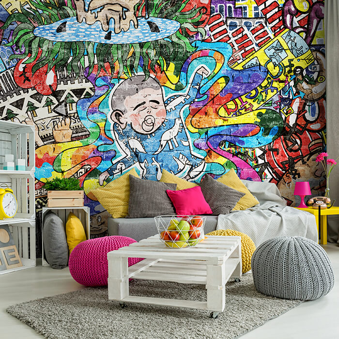 Fototapete Streetart Verrücktes Baby M5937 - Bild 1 Fototapete Streetart Verrücktes Baby M5937 - Bild 1