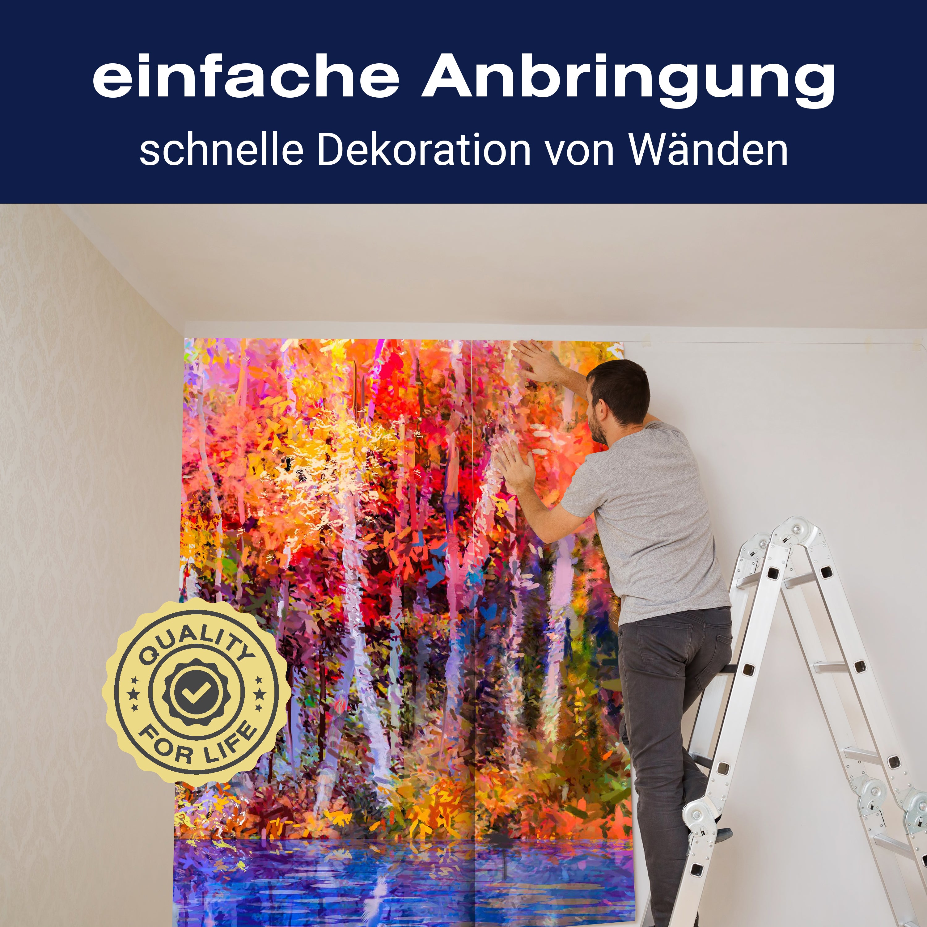 Fototapete Gemälde Birkenwald mit See M5983 - Bild 3 Fototapete Gemälde Birkenwald mit See M5983 - Bild 3