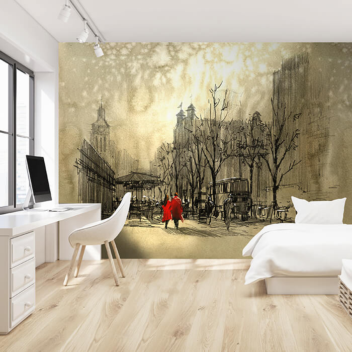 Fototapete Gemälde Menschen in einer Stadt M5988 - Bild 1 Fototapete Gemälde Menschen in einer Stadt M5988 - Bild 1