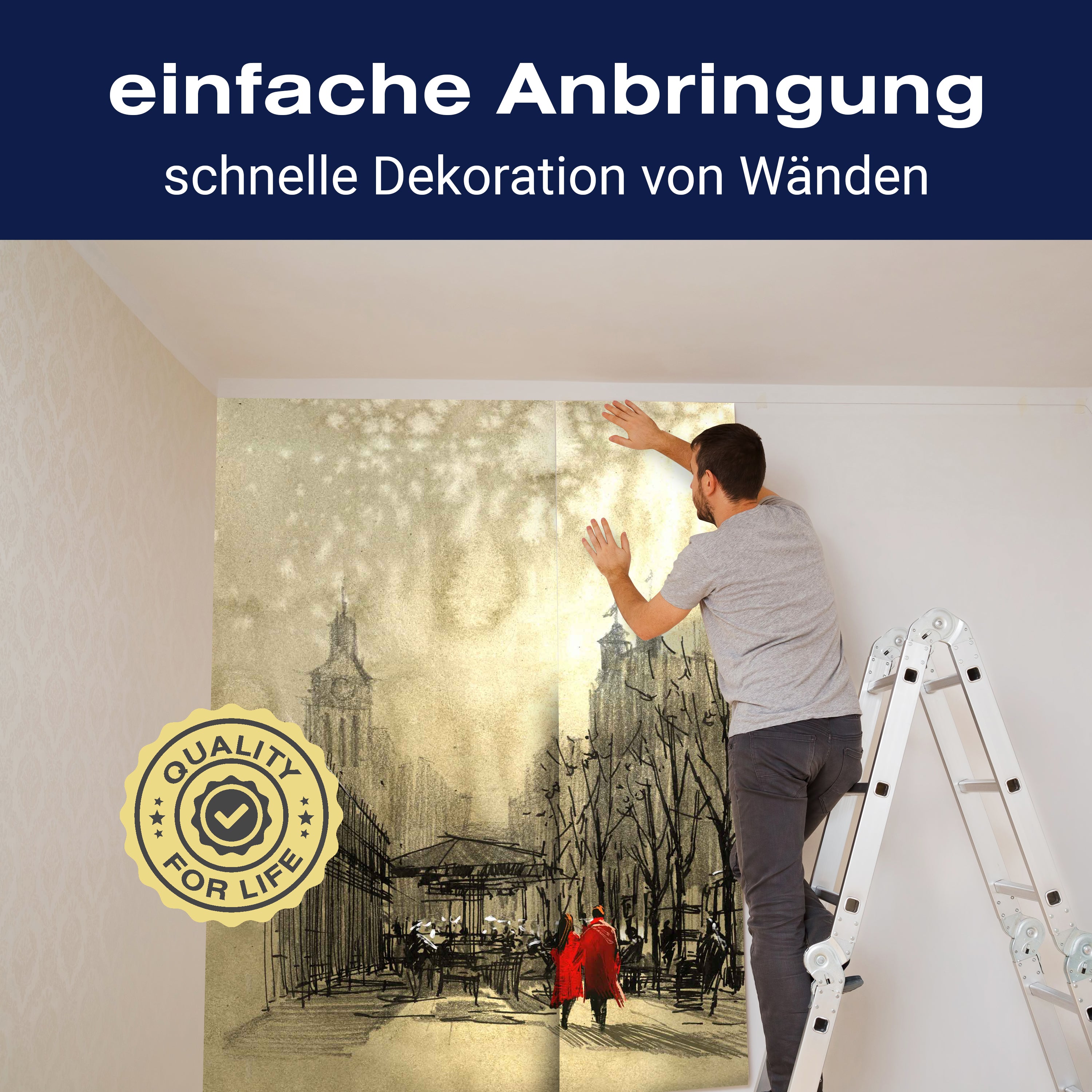 Fototapete Gemälde Menschen in einer Stadt M5988 - Bild 3 Fototapete Gemälde Menschen in einer Stadt M5988 - Bild 3