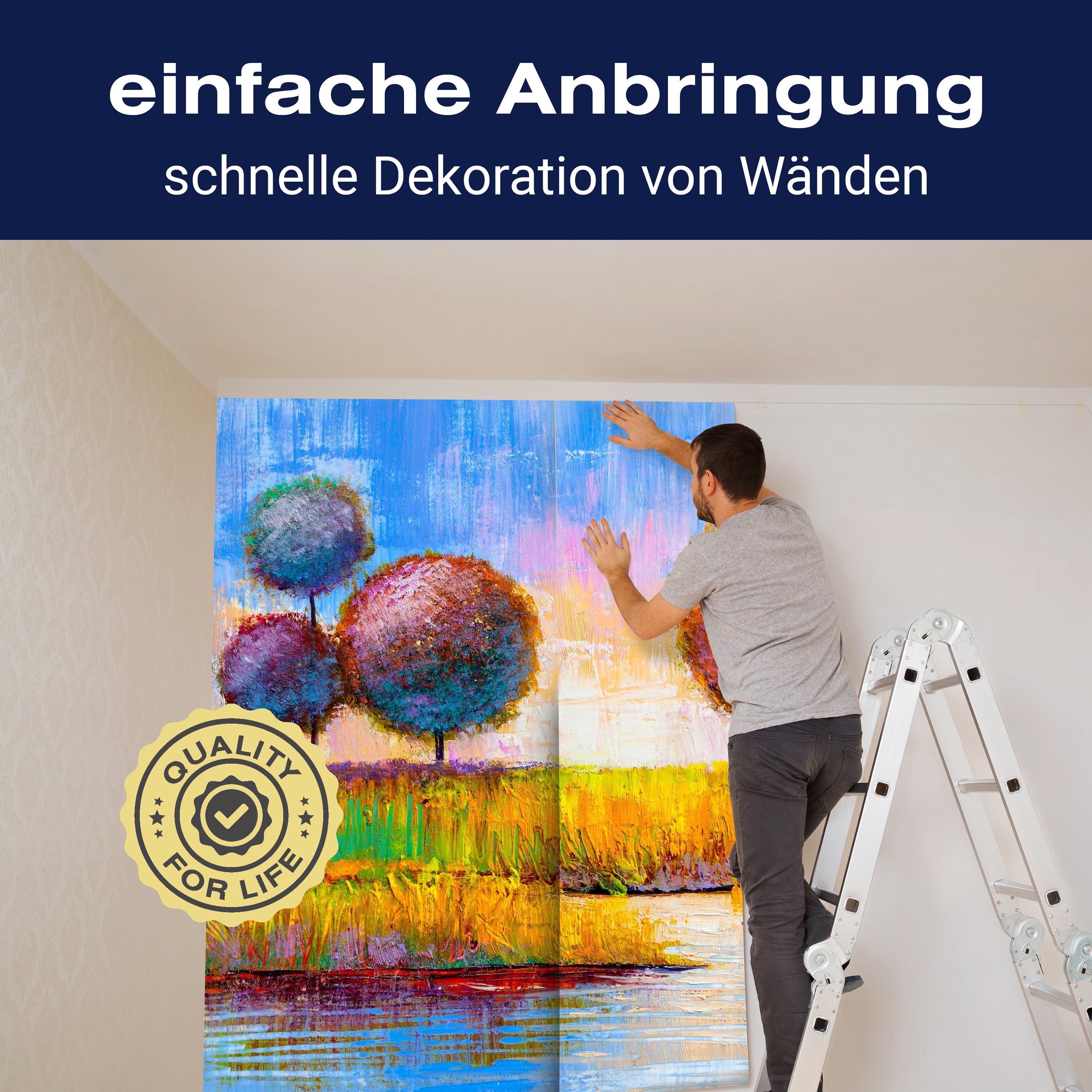 Fototapete Gemälde Runde Bäume mit See M6007 - Bild 3 Fototapete Gemälde Runde Bäume mit See M6007 - Bild 3