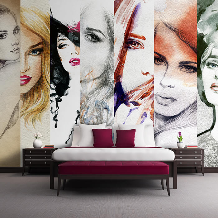Fototapete Zeichnungen verschiedener Frauen M6057 - Bild 1 Fototapete Zeichnungen verschiedener Frauen M6057 - Bild 1