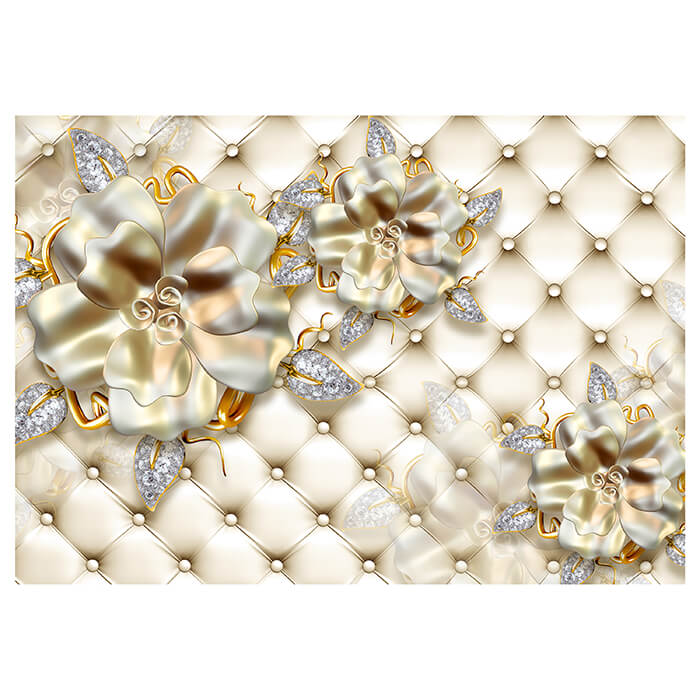 Fototapete Blumen Gold Polster 3D M6089 - Bild 2 Fototapete Blumen Gold Polster 3D M6089 - Bild 2