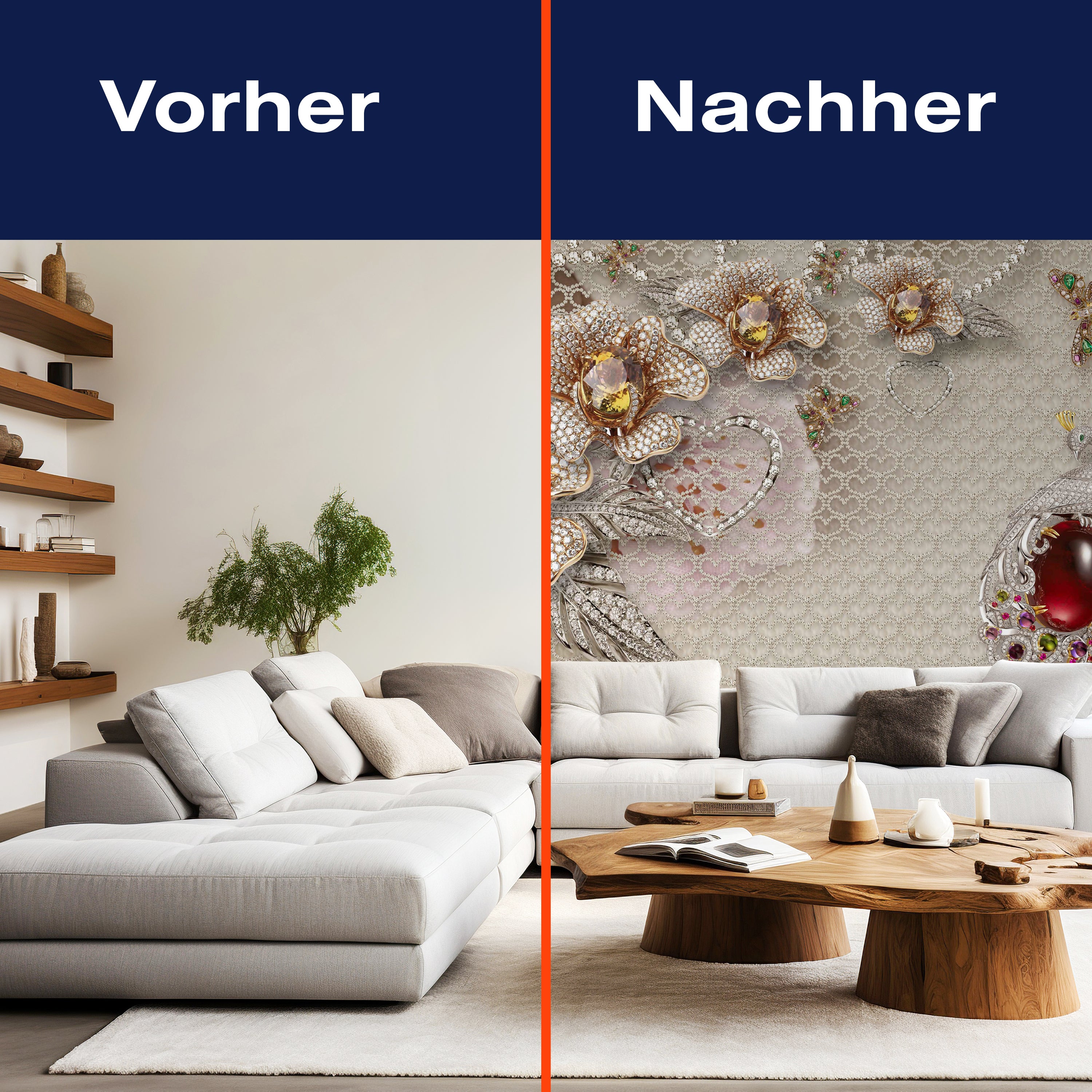 Fototapete 3D Blumen Diamanten Pfau Edelsteine M6092 - Bild 9 Fototapete 3D Blumen Diamanten Pfau Edelsteine M6092 - Bild 9