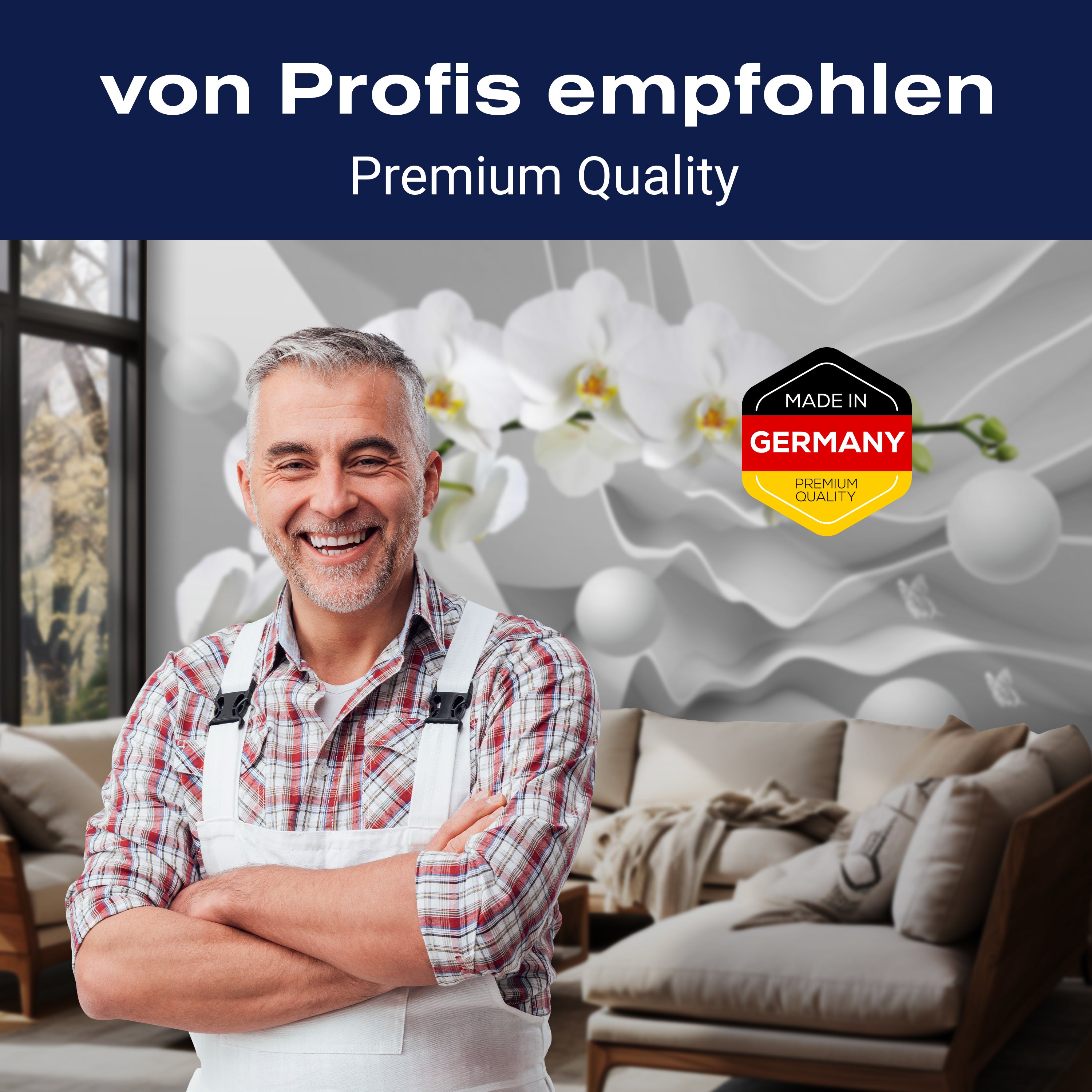 Fototapete 3D Effekt Blumen Orchideen Kugeln M6096 - Bild 5 Fototapete 3D Effekt Blumen Orchideen Kugeln M6096 - Bild 5