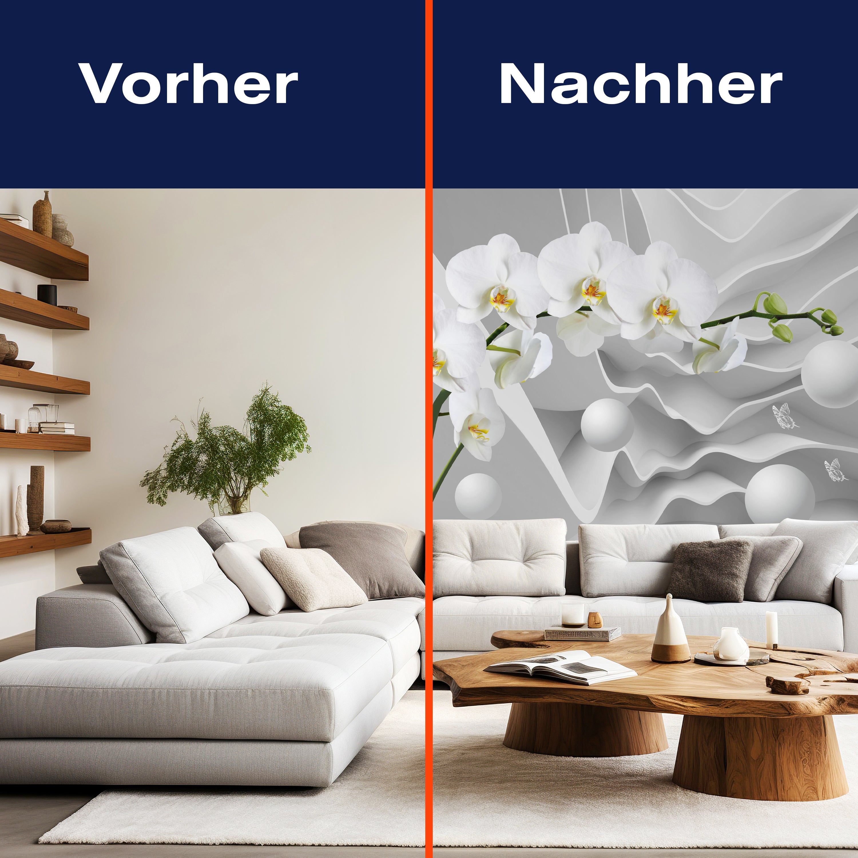 Fototapete 3D Effekt Blumen Orchideen Kugeln M6096 - Bild 9 Fototapete 3D Effekt Blumen Orchideen Kugeln M6096 - Bild 9