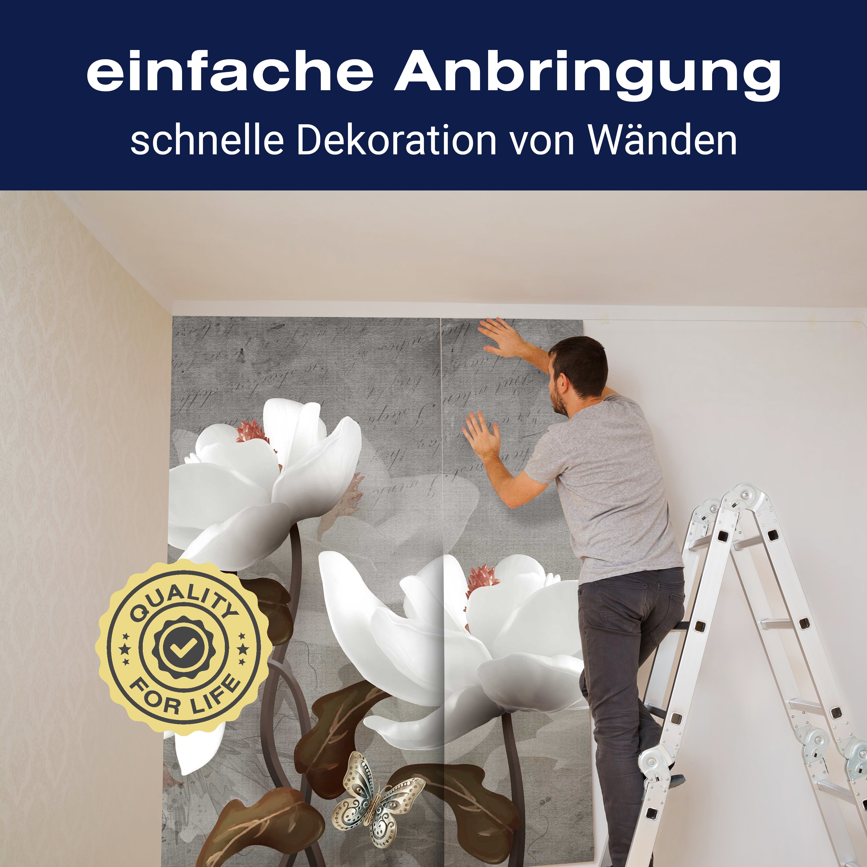 Fototapete Blumen Schmetterlinge Illustration M6107 - Bild 3 Fototapete Blumen Schmetterlinge Illustration M6107 - Bild 3